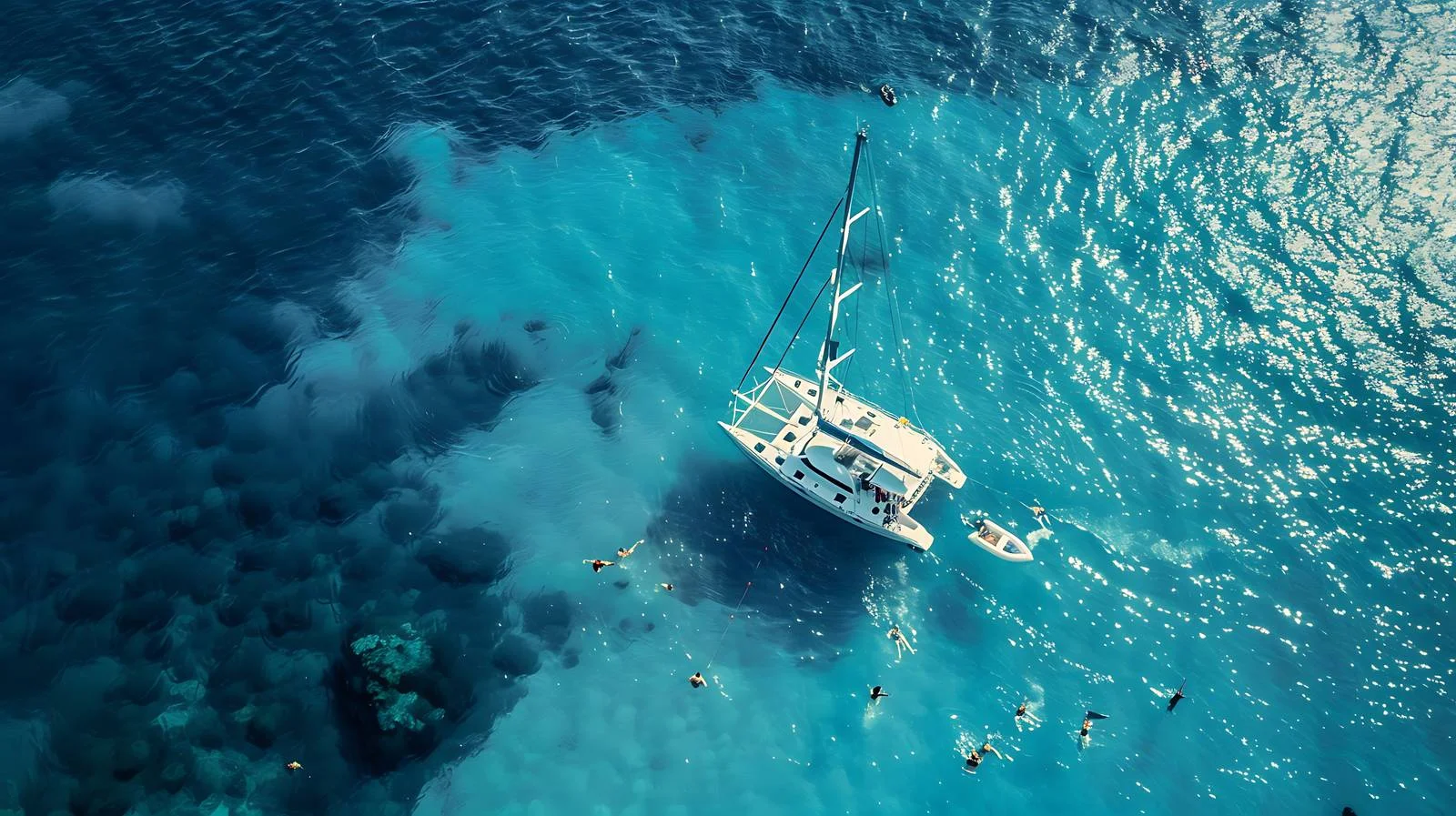 Catamaran Anchored in Blue Sea View — free download from Dotvec