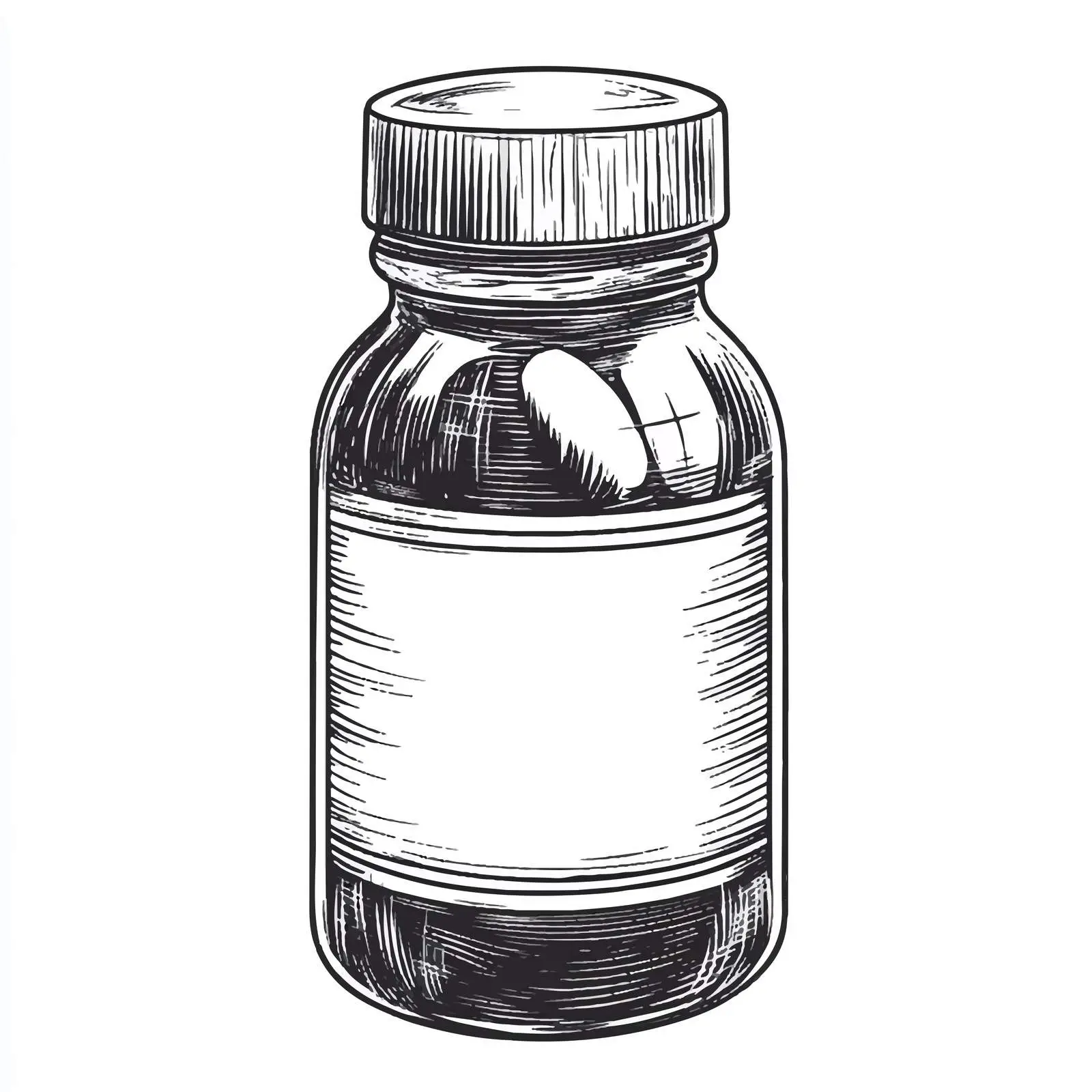 Black and White Cartoon Drug Bottle — free download from Dotvec
