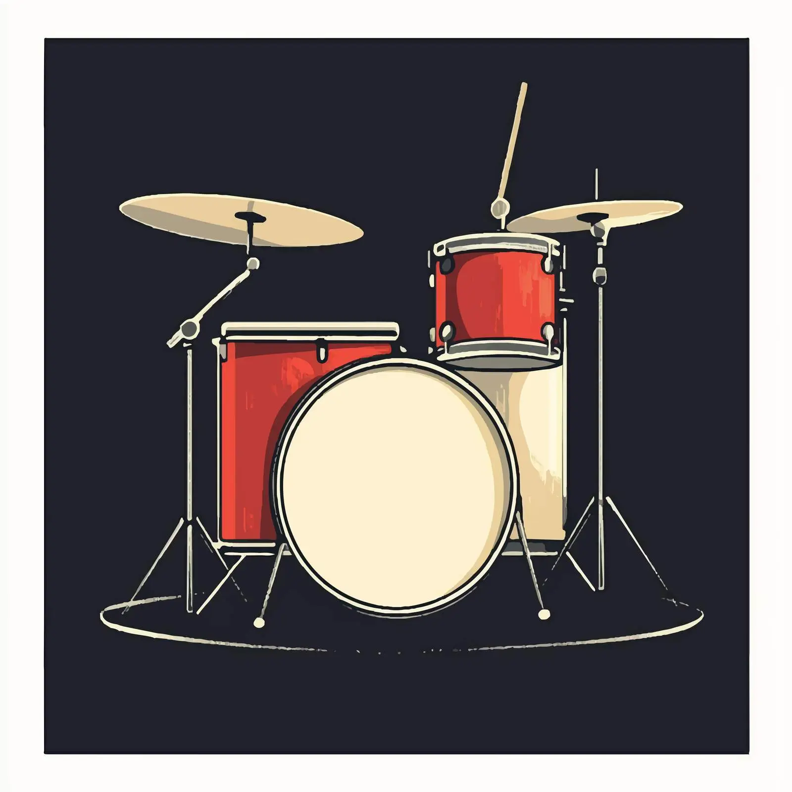 Minimal Drum Vector Illustration in Frame — free download from Dotvec