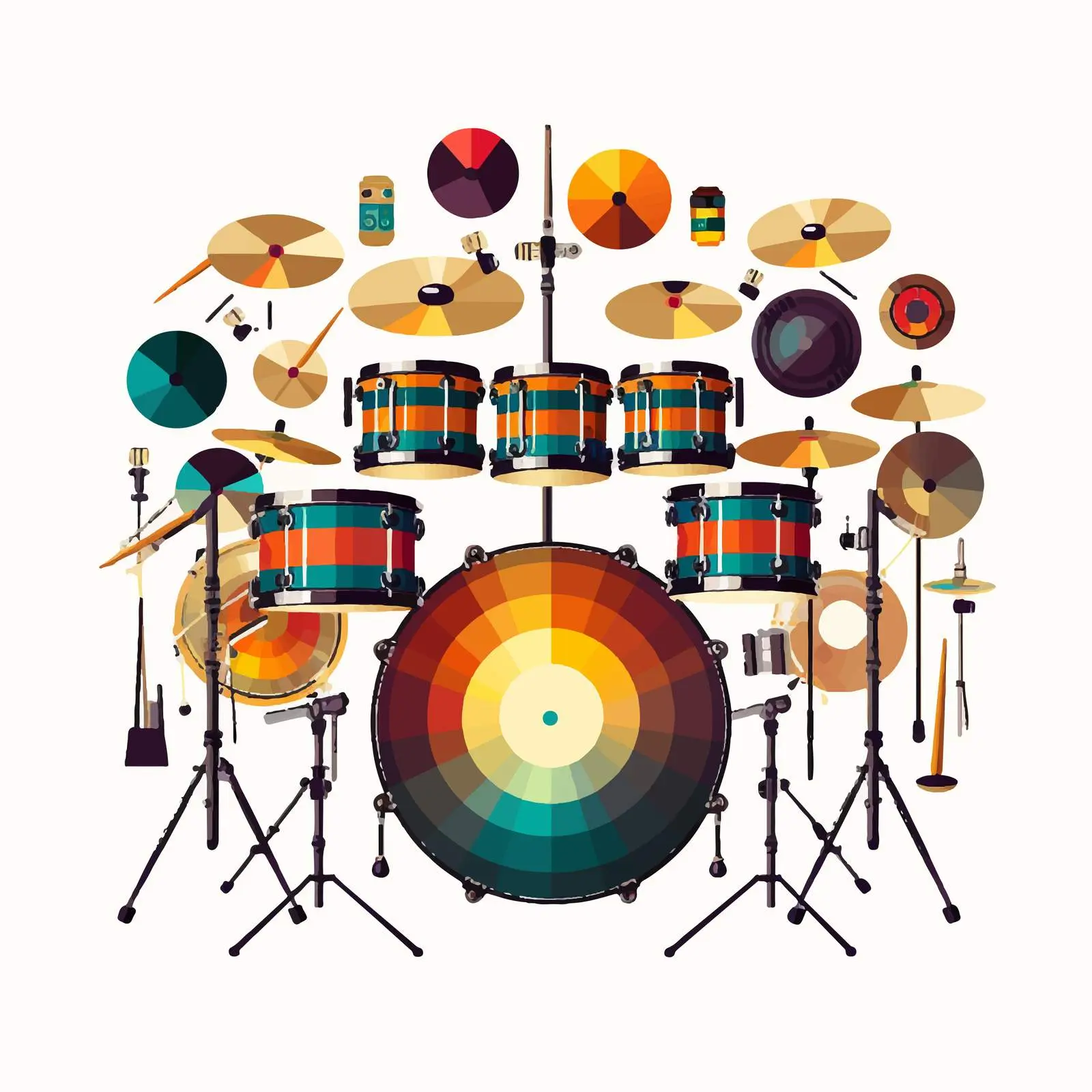 Vector Illustration of Drum Music Instruments — free download from Dotvec
