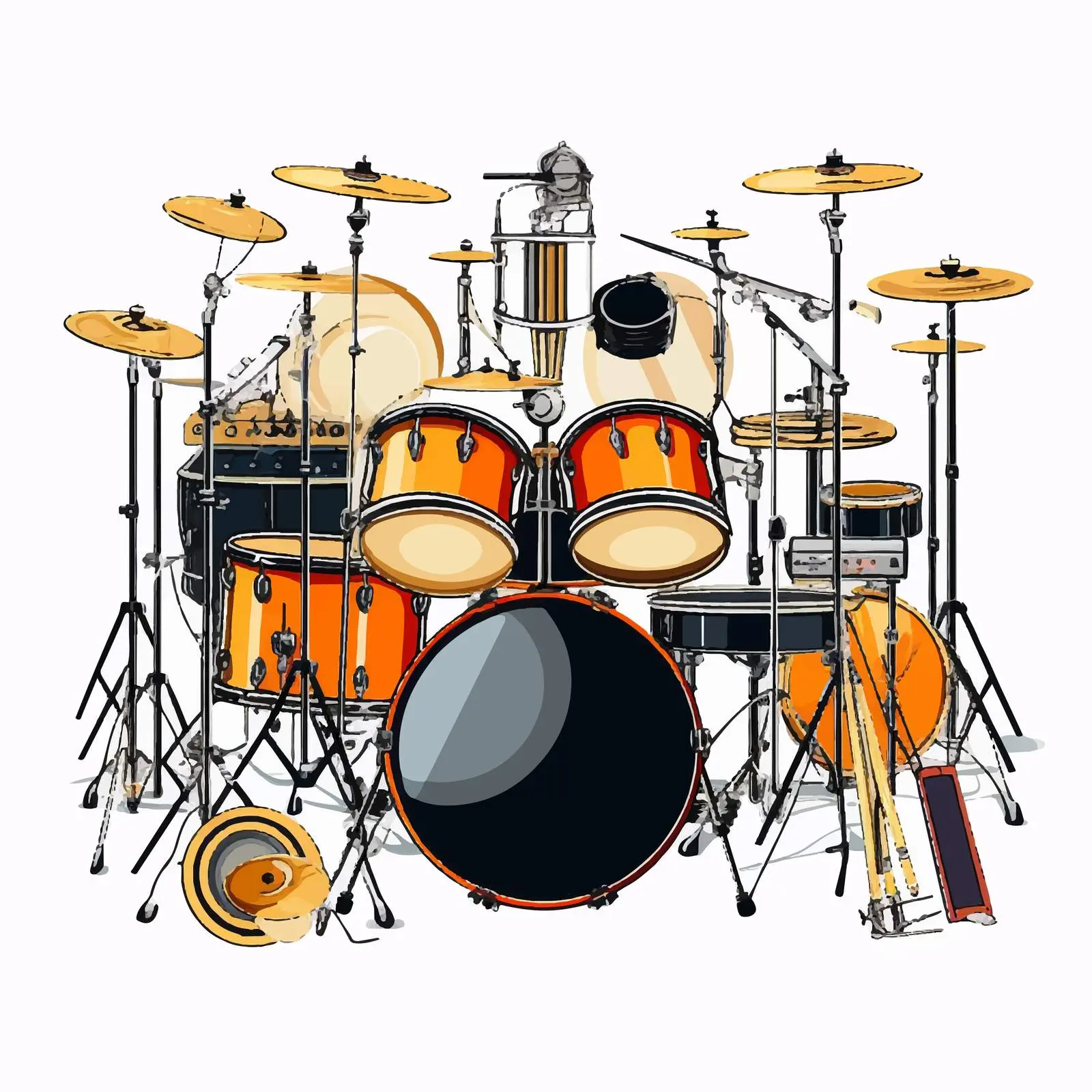 Line Vector Illustration of Drum Music Instruments — free download from Dotvec