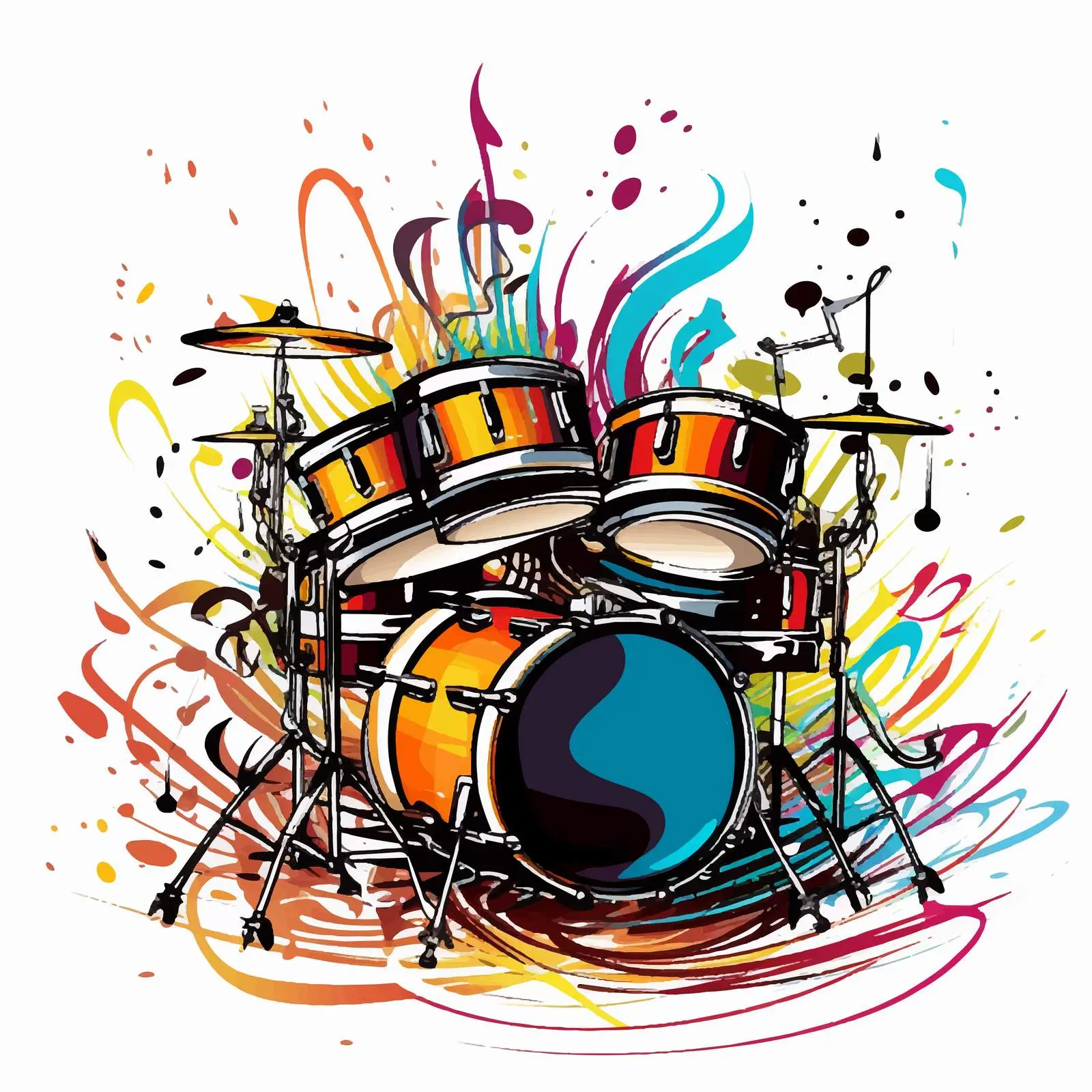 Drum Set with Musical Staff Vector Design — free download from Dotvec