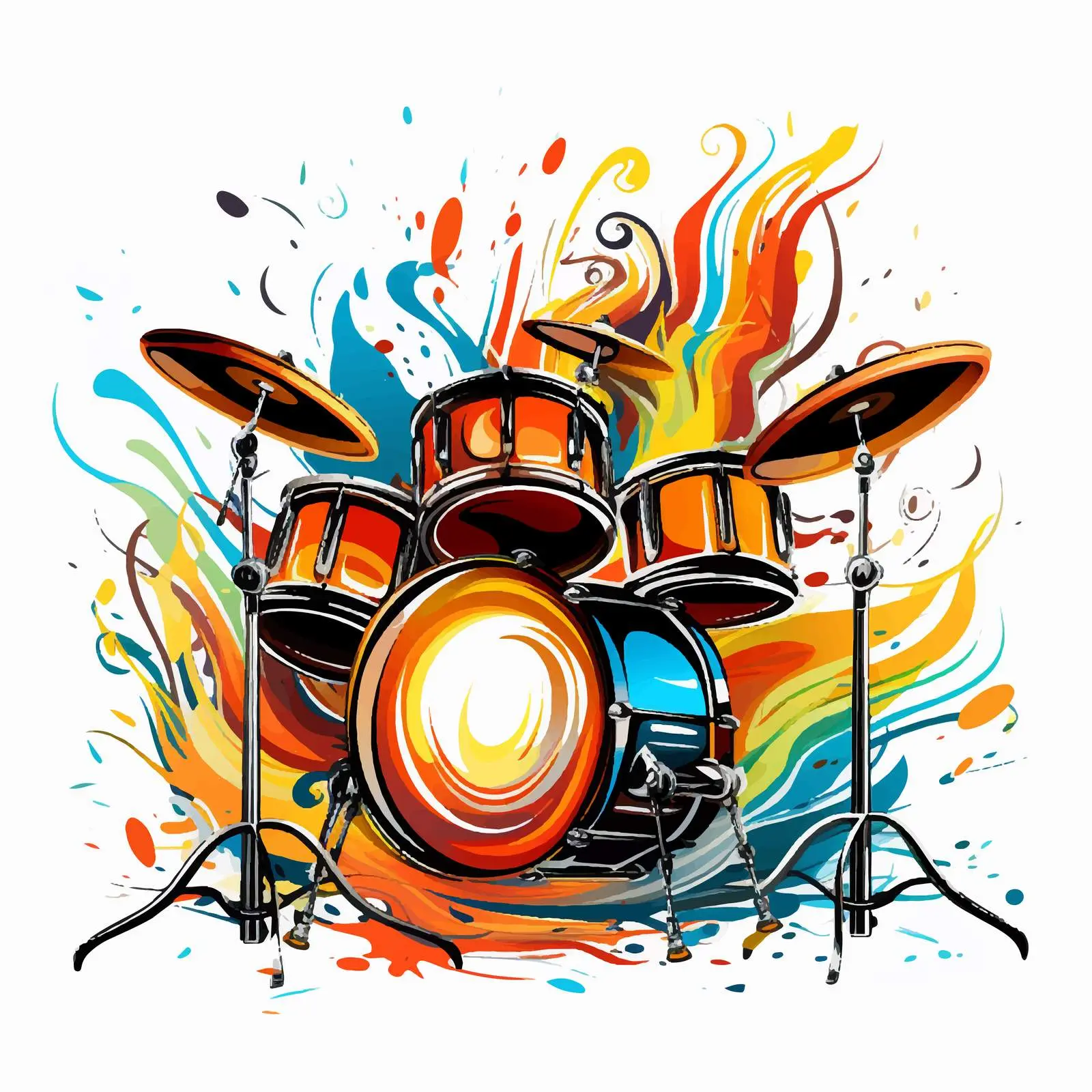 Drum Set with Musical Staff Vector Illustration – free sound wave image from Dotvec