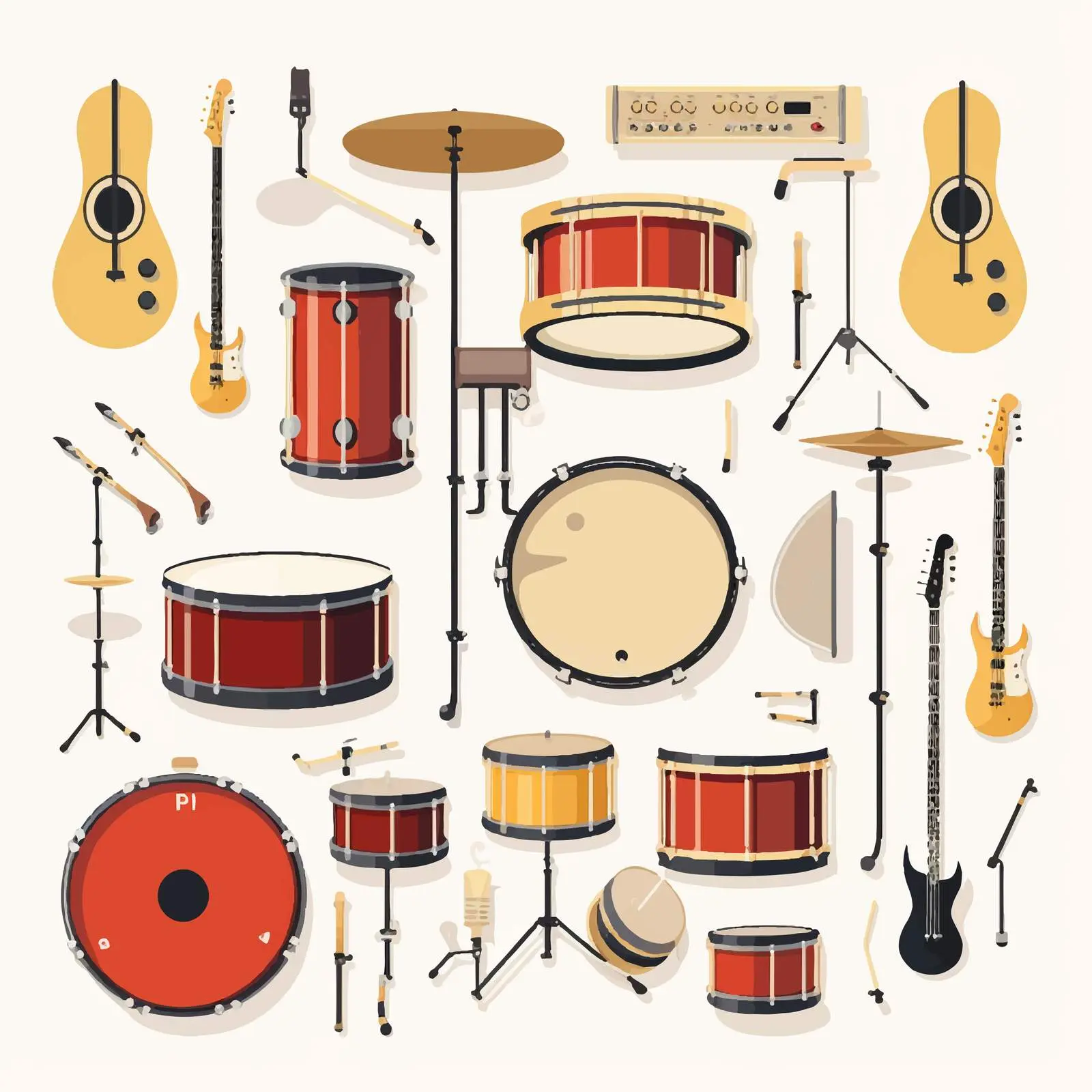 Vector Illustration of Drum Musical Instruments — free download from Dotvec