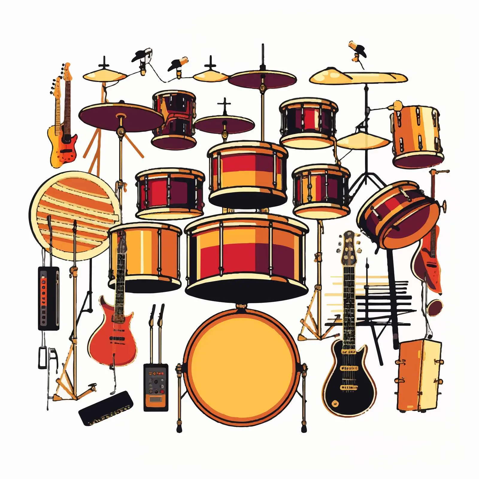 Vector Illustration of Drum Music Instruments — free download from Dotvec