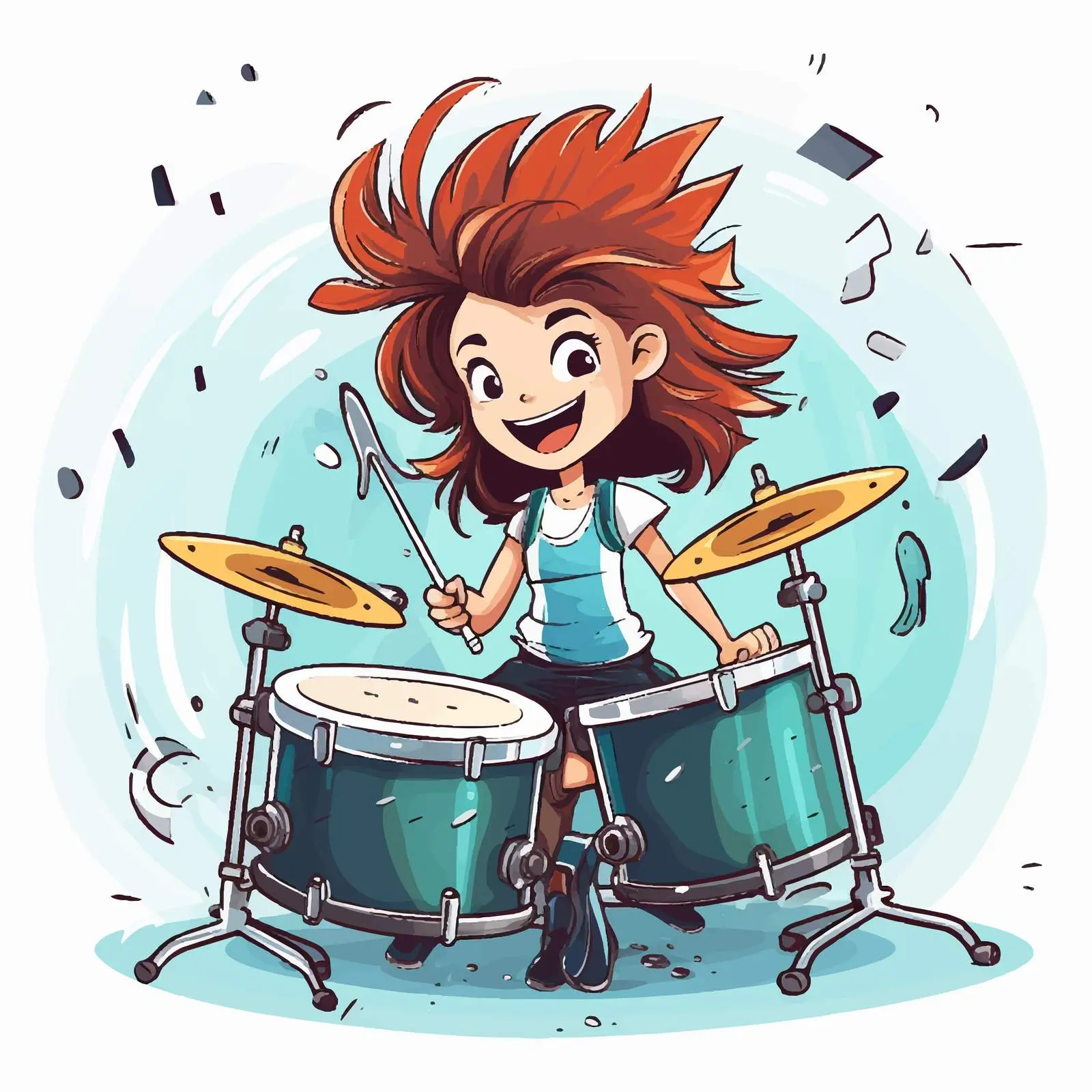 Dynamic Drummer Girl Vector Illustration — free download from Dotvec