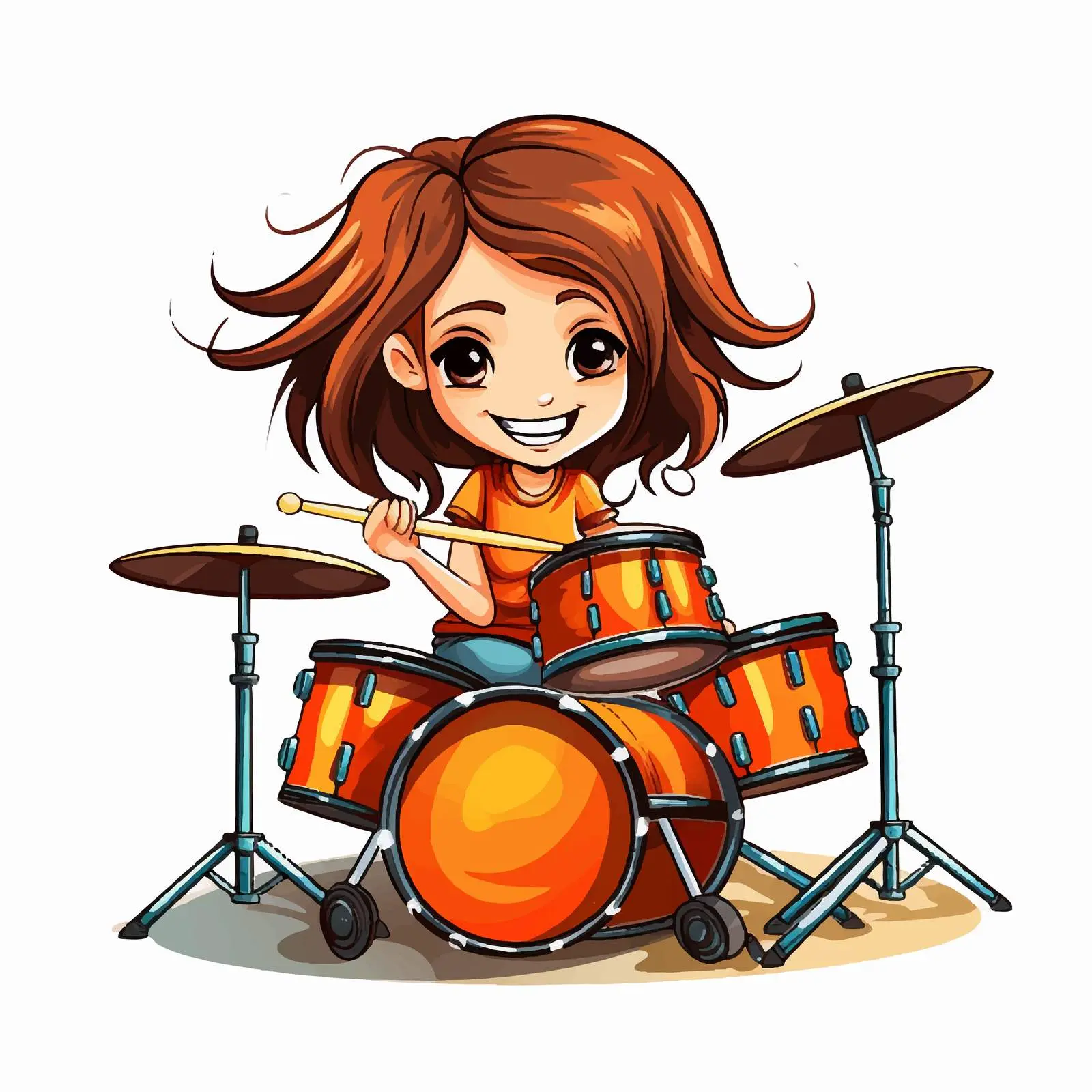Girl Drummer Vector Illustration for Creative Projects — free download from Dotvec
