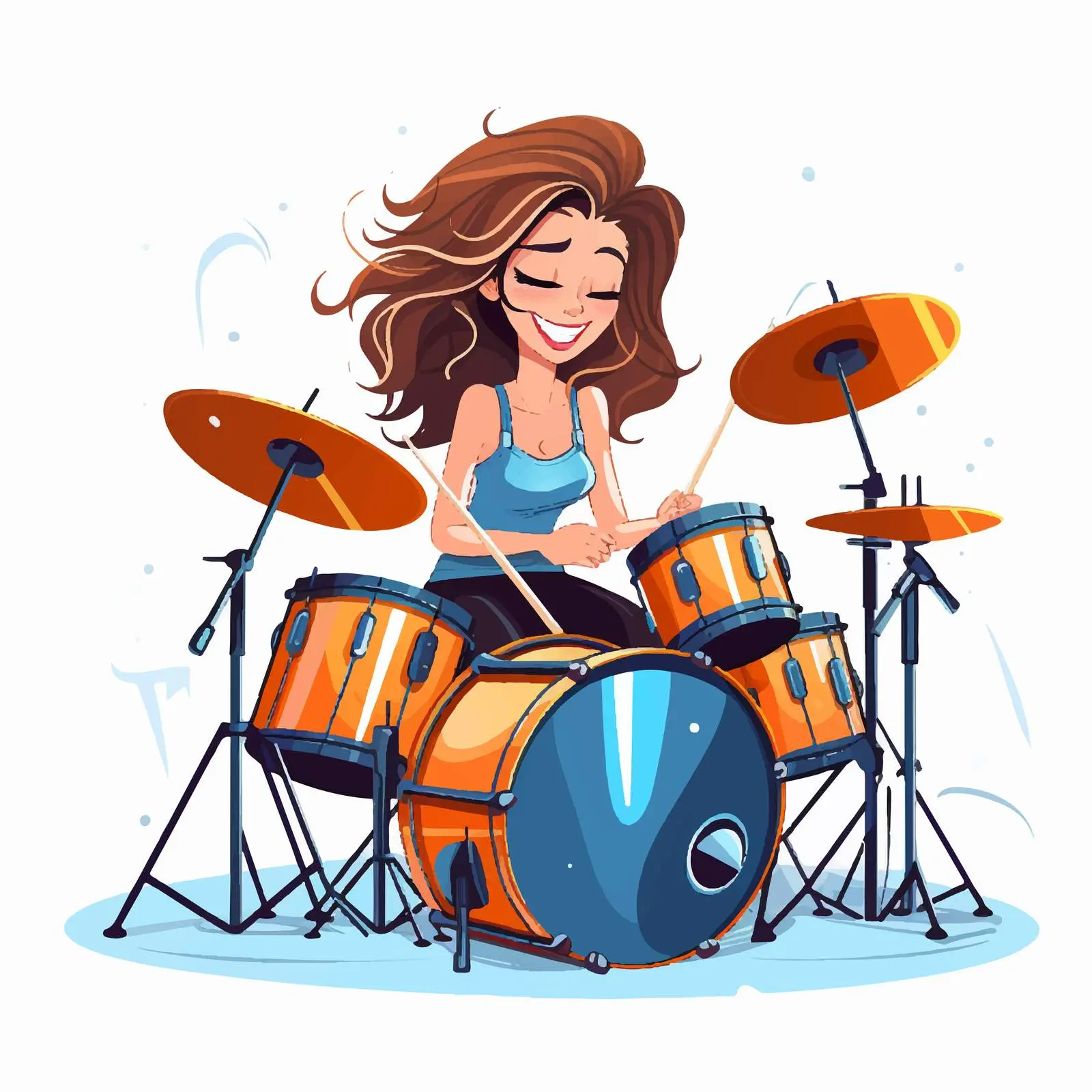Energetic Drummer Girl Vector Illustration — free download from Dotvec