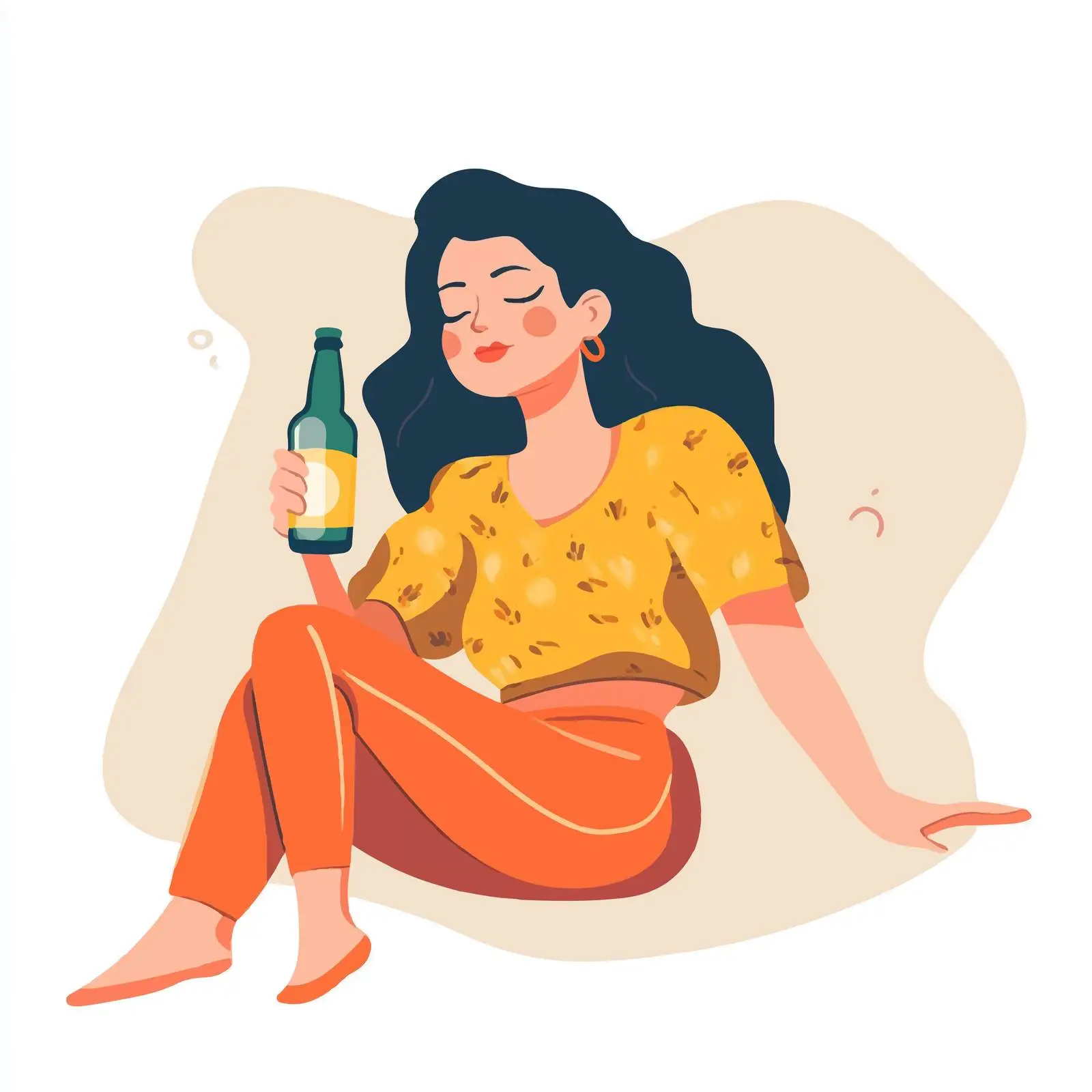 Drunk Woman Holding Alcohol Bottle — free download from Dotvec