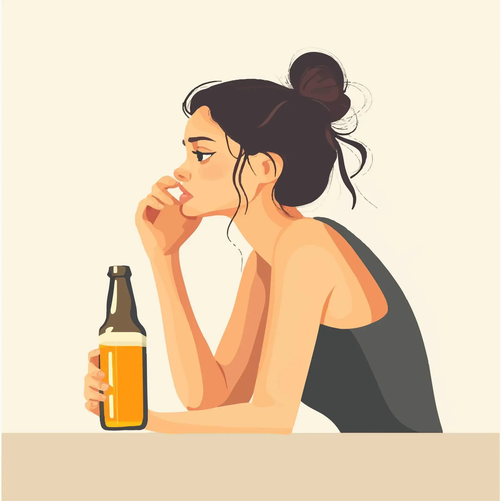 Drunk Woman Holding Alcohol Bottle — free download from Dotvec