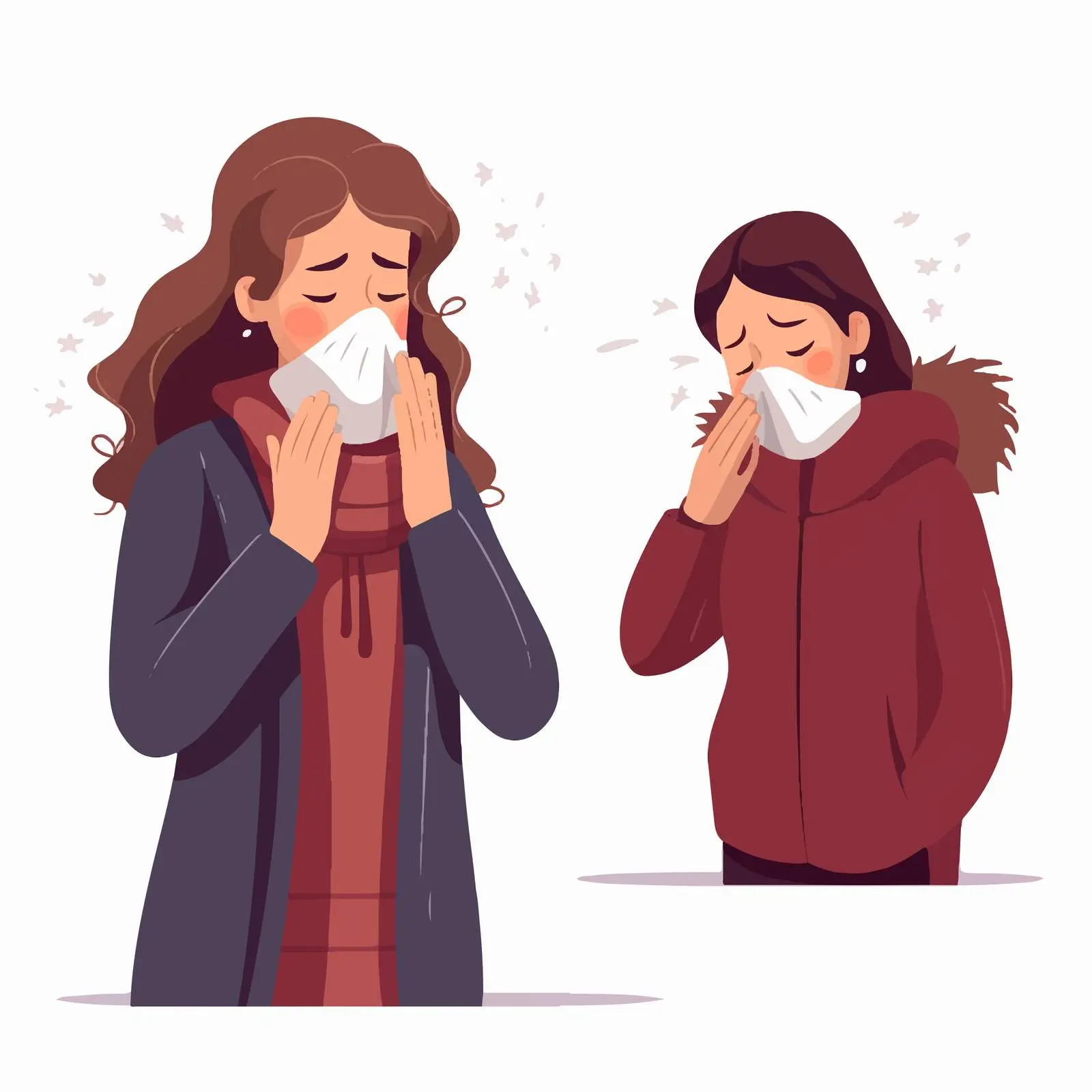 Cartoon Girl with Dry Cough in Vector Style — free download from Dotvec