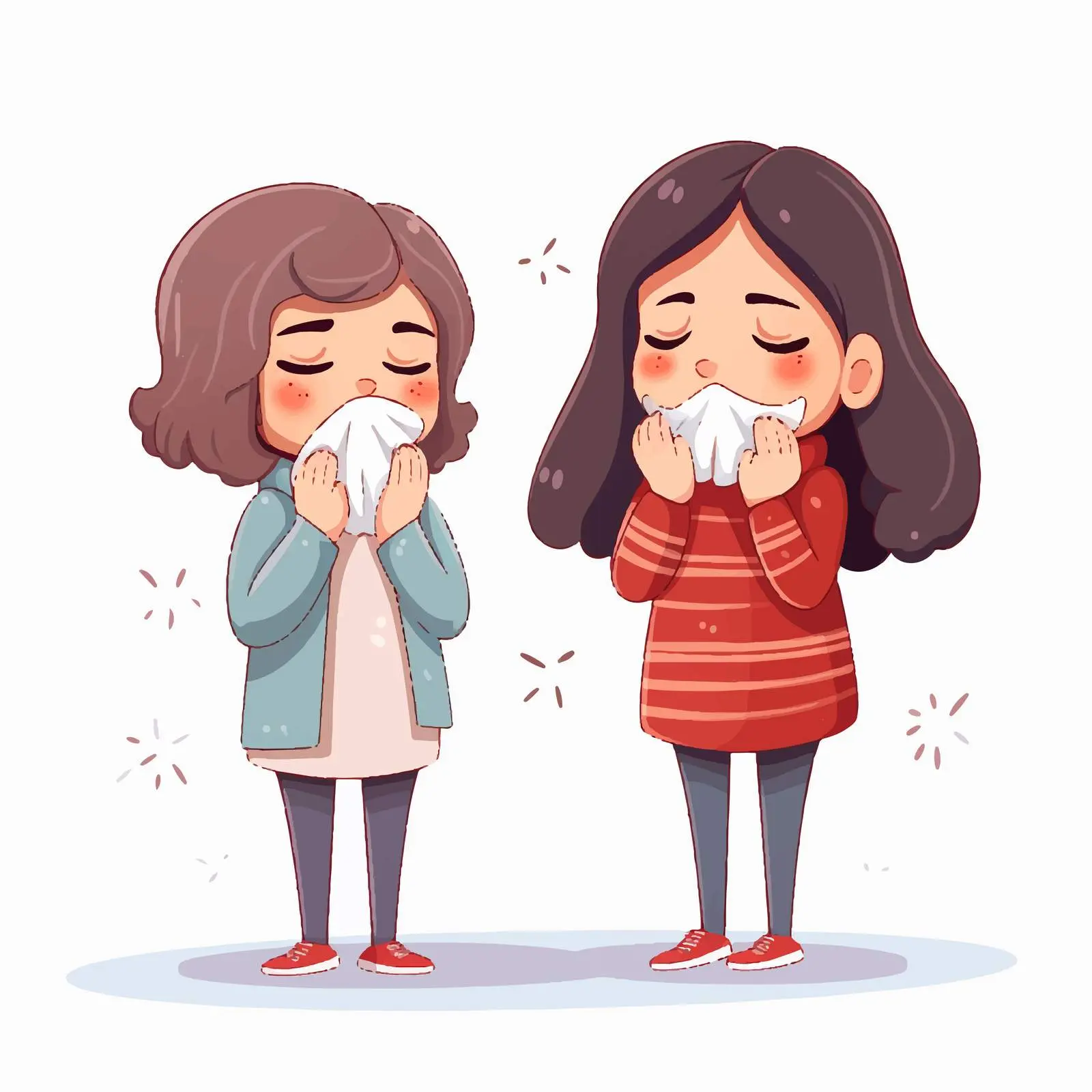 Girl Coughing in Cartoon Style Illustration — free download from Dotvec