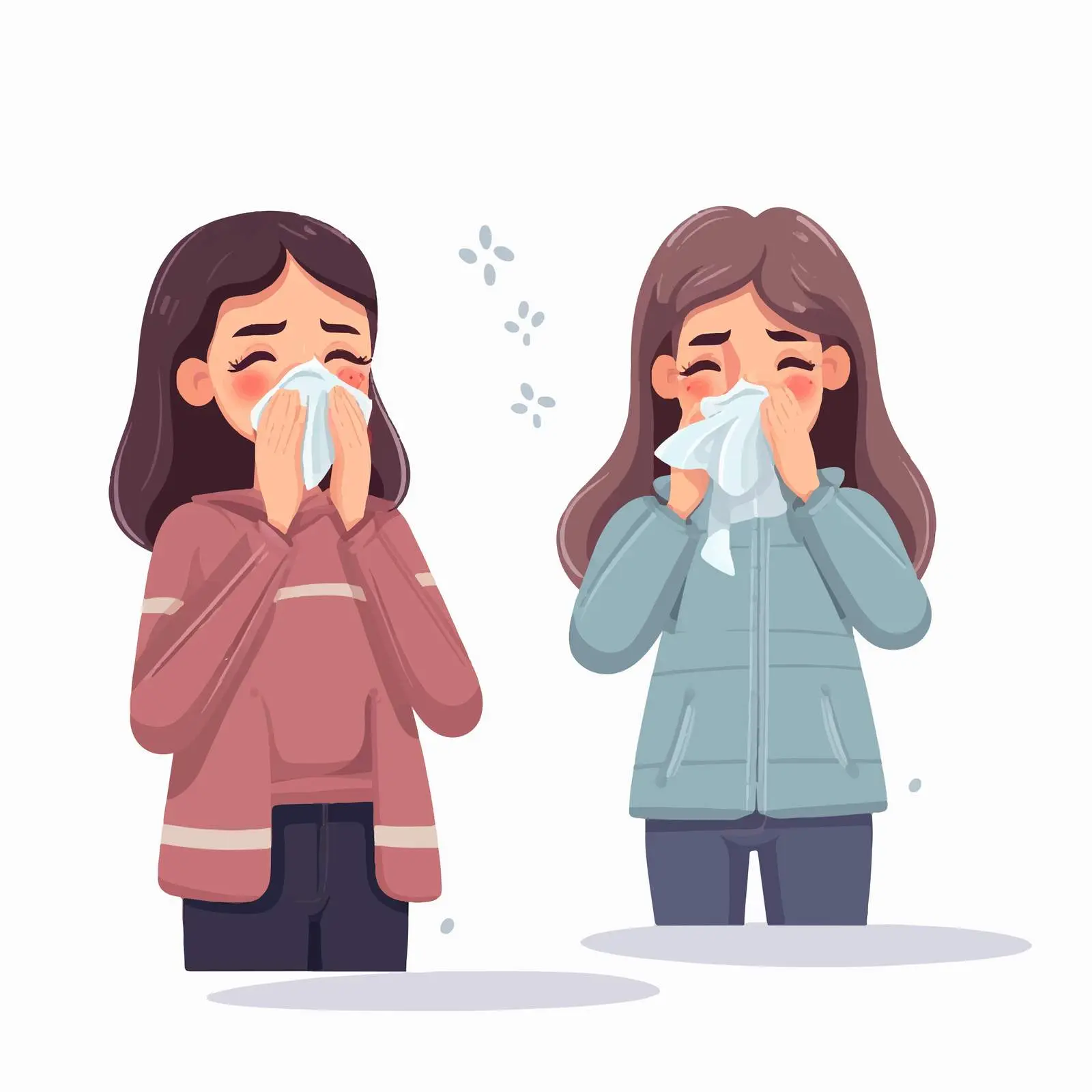 Cartoon Girl with Dry Cough in Vector Style — free download from Dotvec
