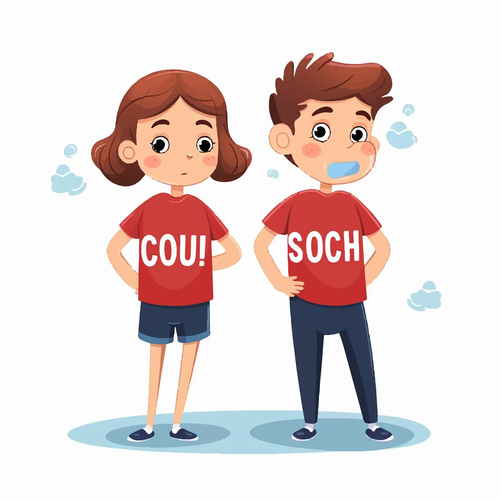 Cartoon Style Dry Cough Illustration with Kids — free download from Dotvec
