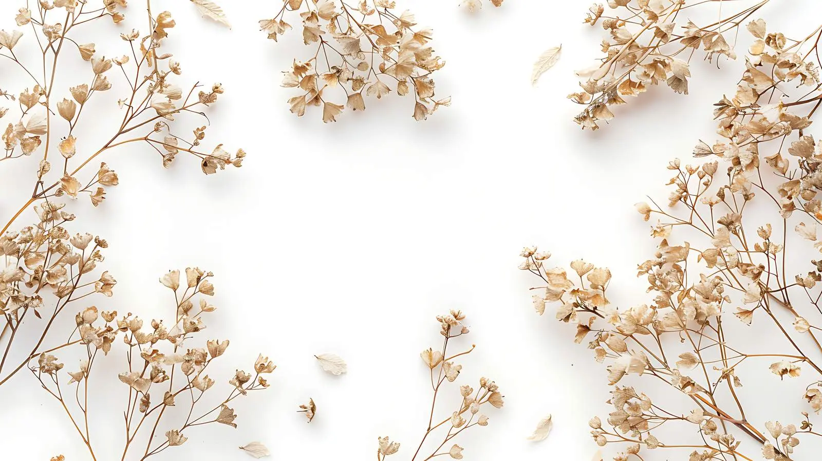 Dry Floral Leaves and Branches Flat Lay Design – free art print image from Dotvec