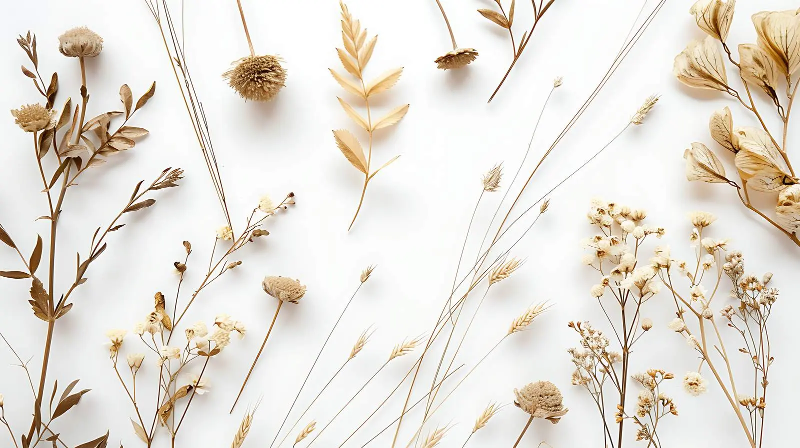 Flat Lay of Dry Floral Leaves and Branches — free download from Dotvec