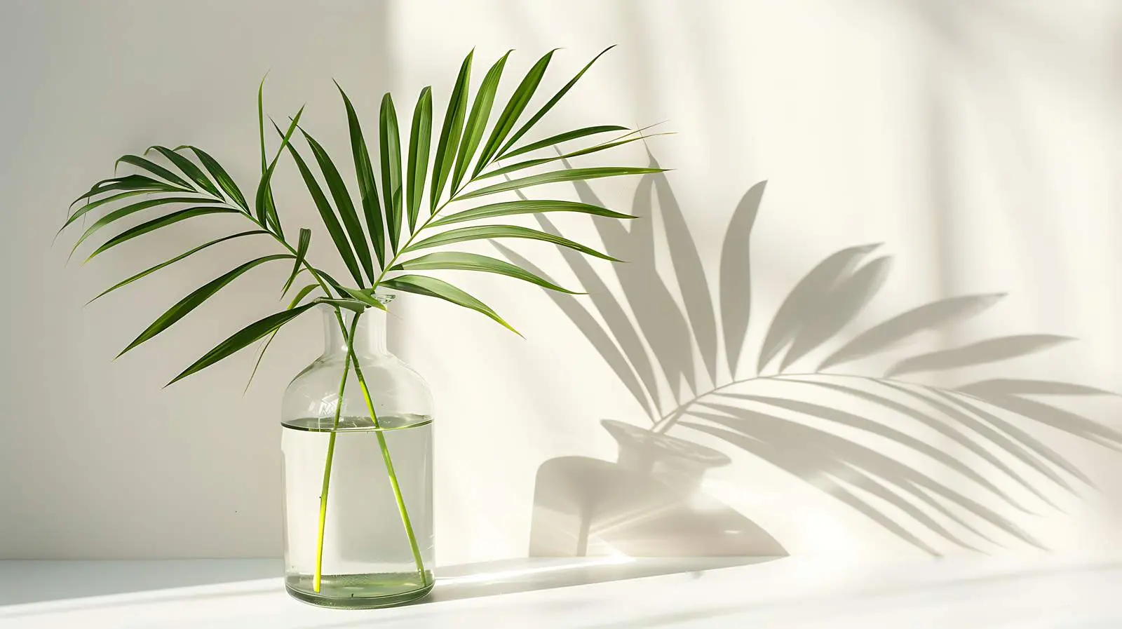 Stylish Glass Vase with Palm Leaf Stem — free download from Dotvec