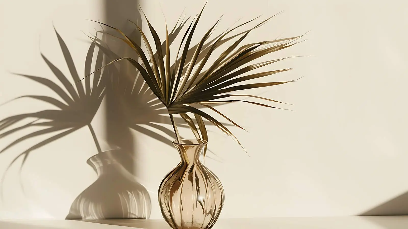 Stylish Glass Vase with Palm Leaf Stem — free download from Dotvec