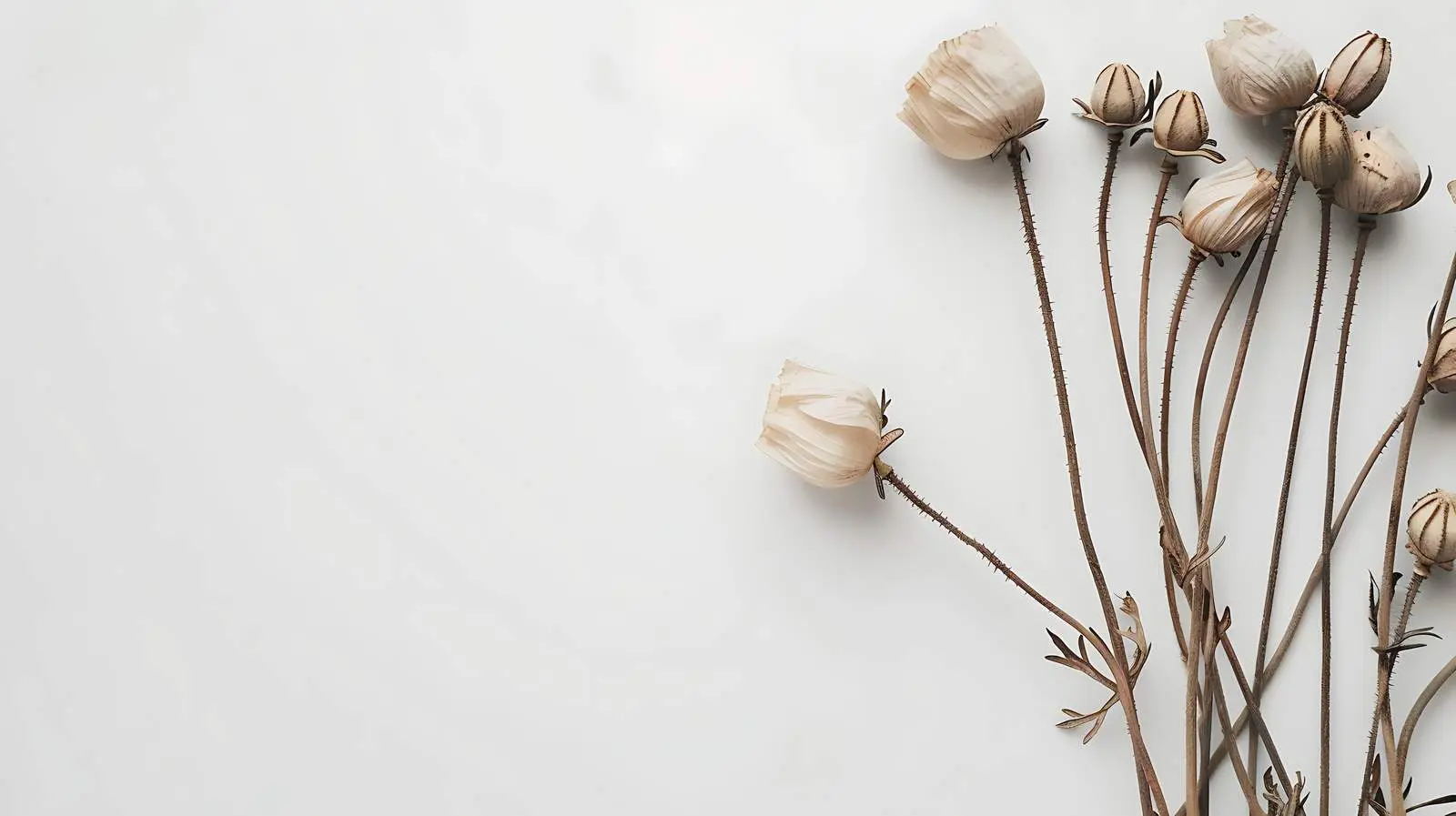 Dry Poppy Stems on Neutral Grey Background — free download from Dotvec
