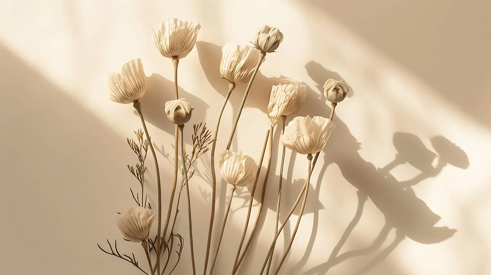 Dry Poppy Stems on Soft Beige Background — free download from Dotvec