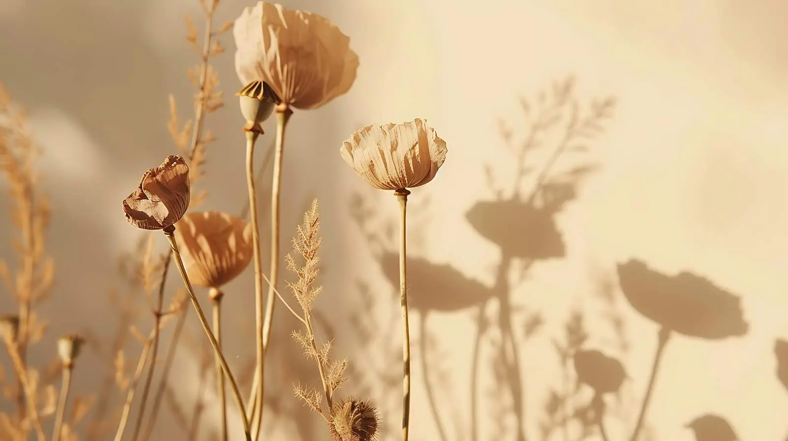 Dry Poppy Stems on Beige Background – free warm colors image from Dotvec