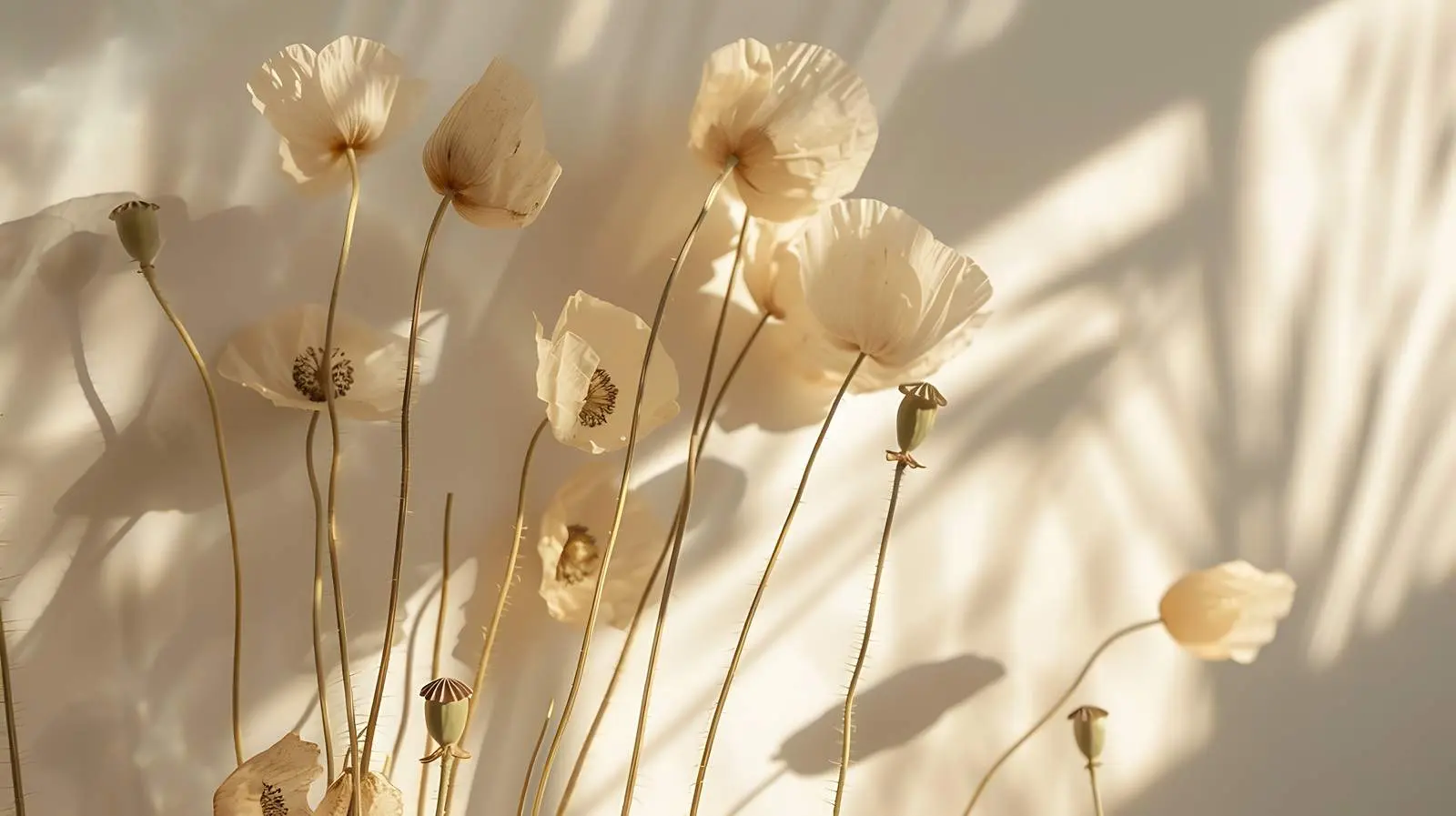 Dried Poppy Stems on Beige Background – free tranquil atmosphere image from Dotvec