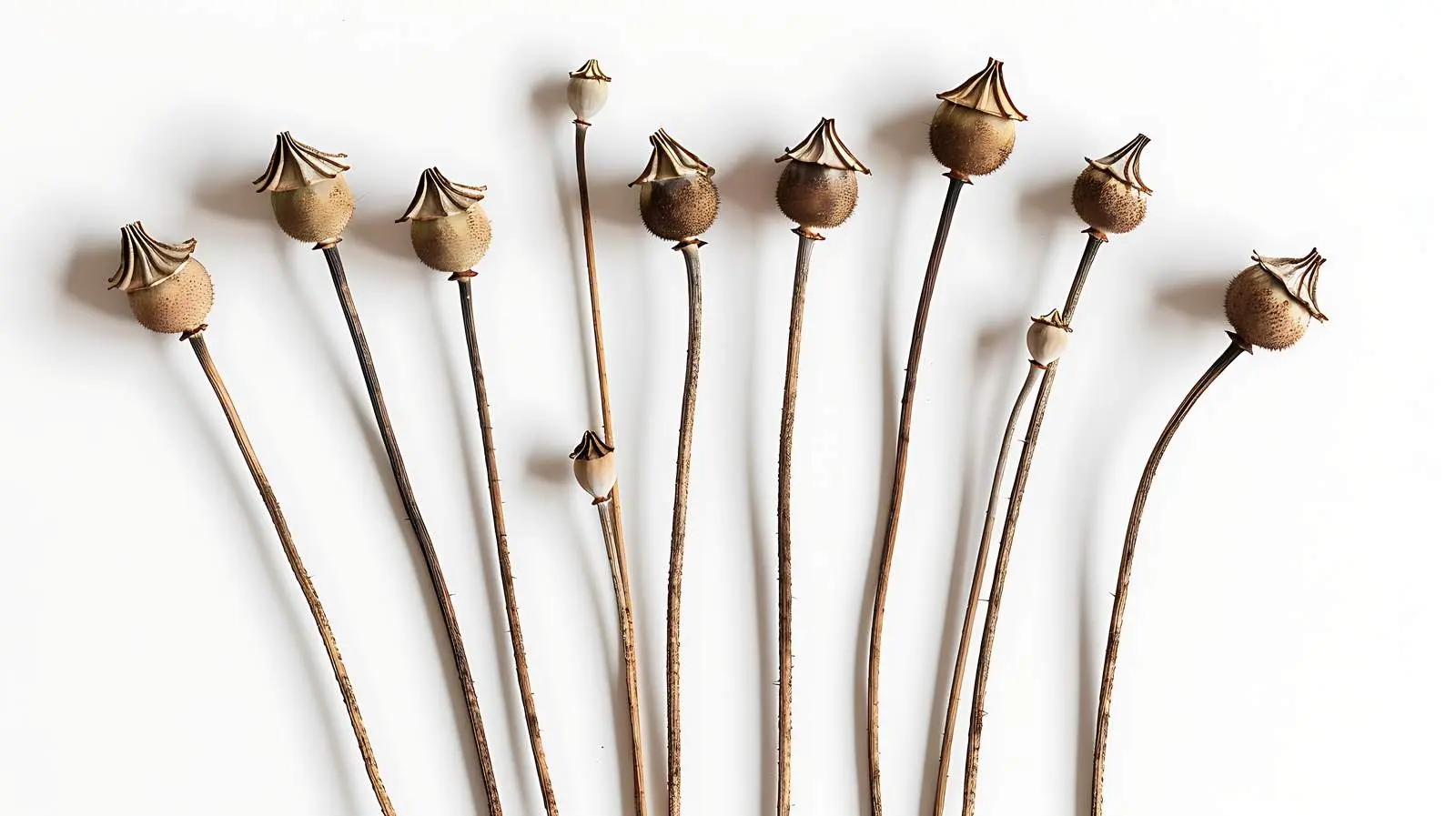 Dried Poppy Stems on Minimal White Background – free studio image from Dotvec