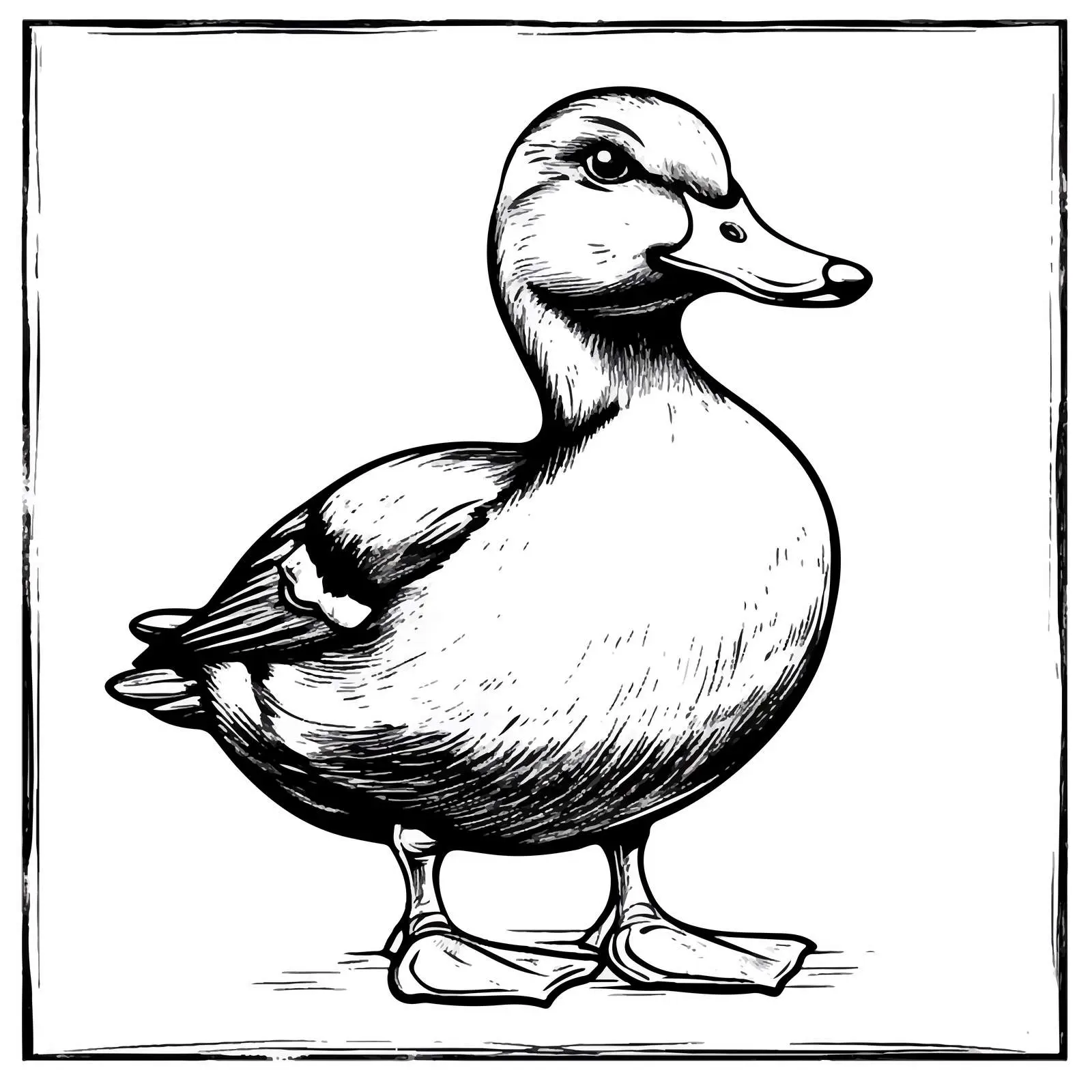 Hand-Drawn Black and White Duck Vector — free download from Dotvec