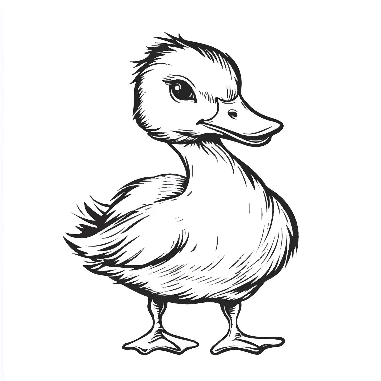 Black and White Duck Cartoon Illustration — free download from Dotvec