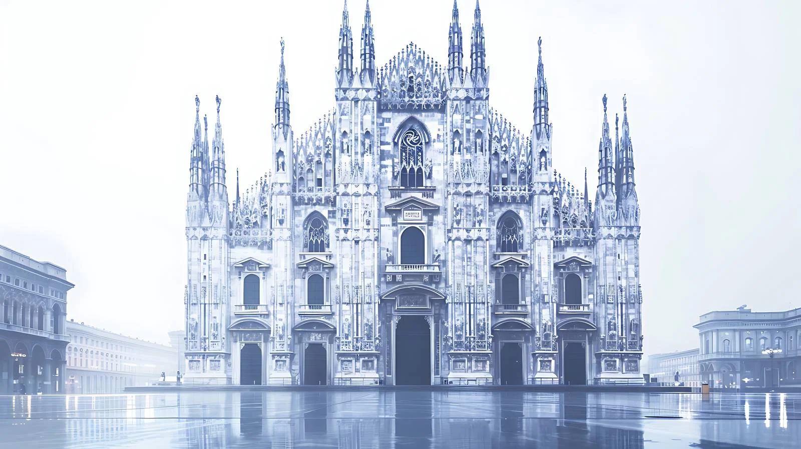 Dusk at Milan Cathedral on Rainy Evening — free download from Dotvec