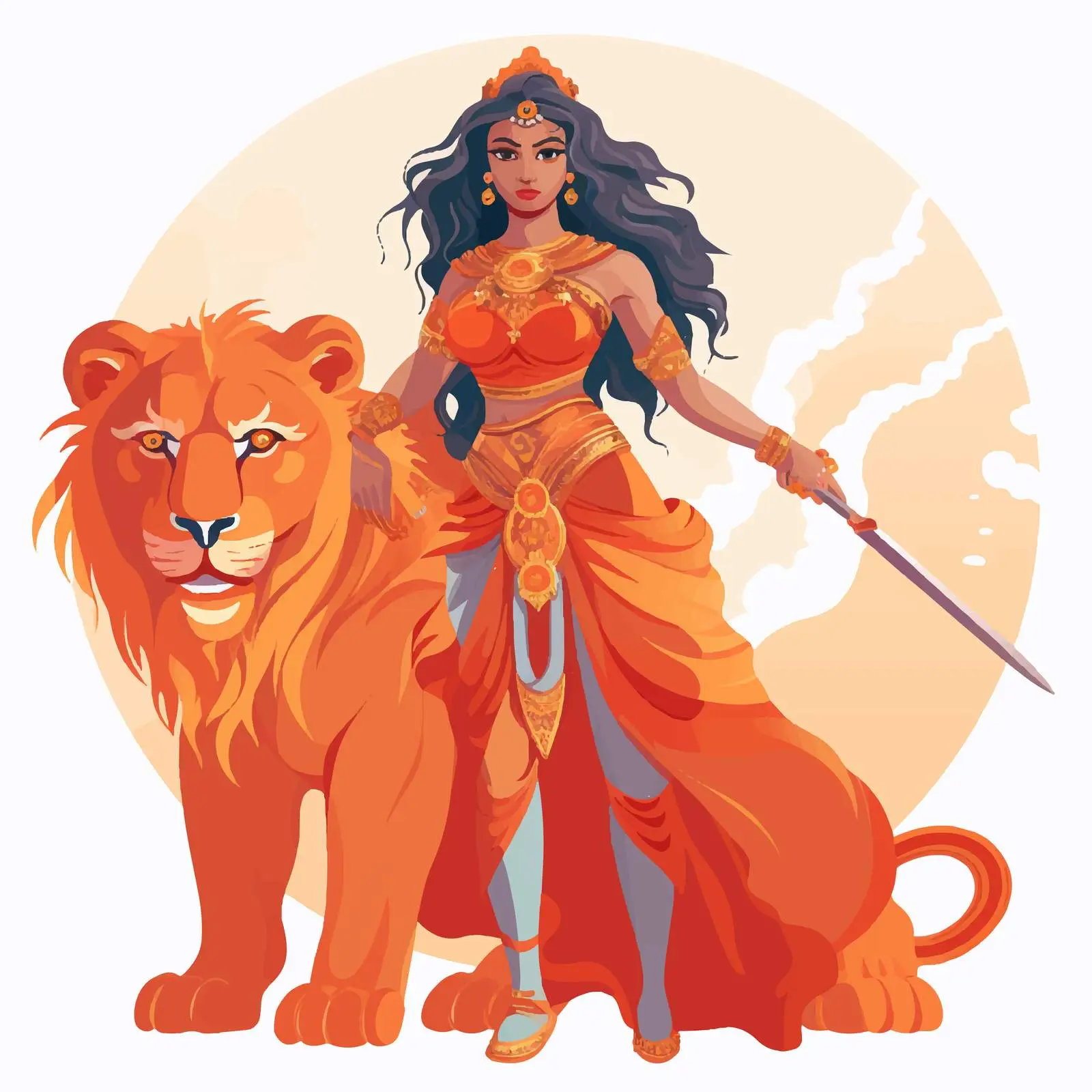 Durga Jagadamaba - Indian Warrior Goddess Art – free indian culture image from Dotvec