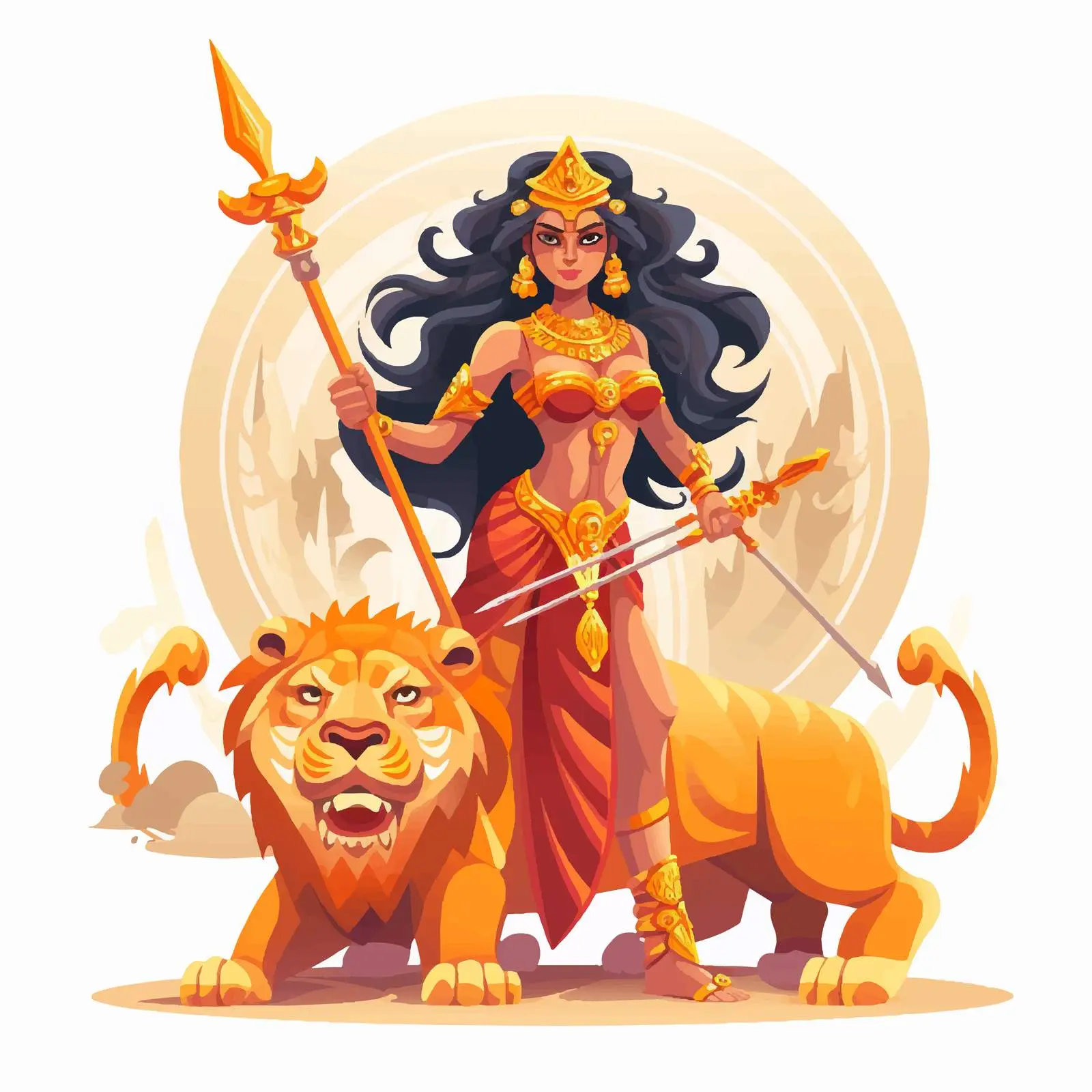 Durga Jagadamaba Indian Warrior Goddess Artwork — free download from Dotvec