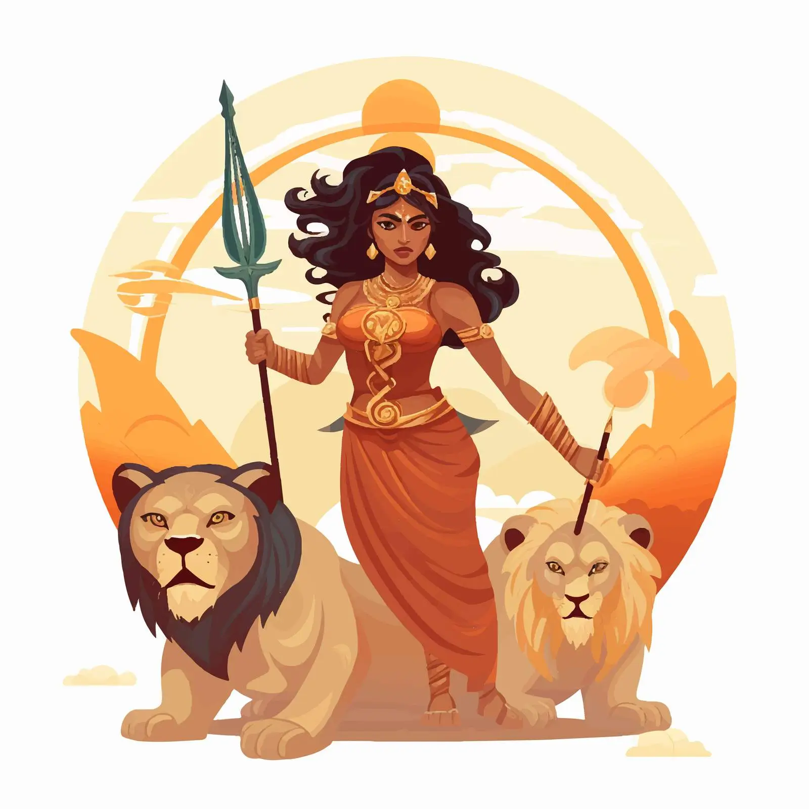 Durga Jagdamaba Indian Warrior Goddess Illustration – free deity representation image from Dotvec