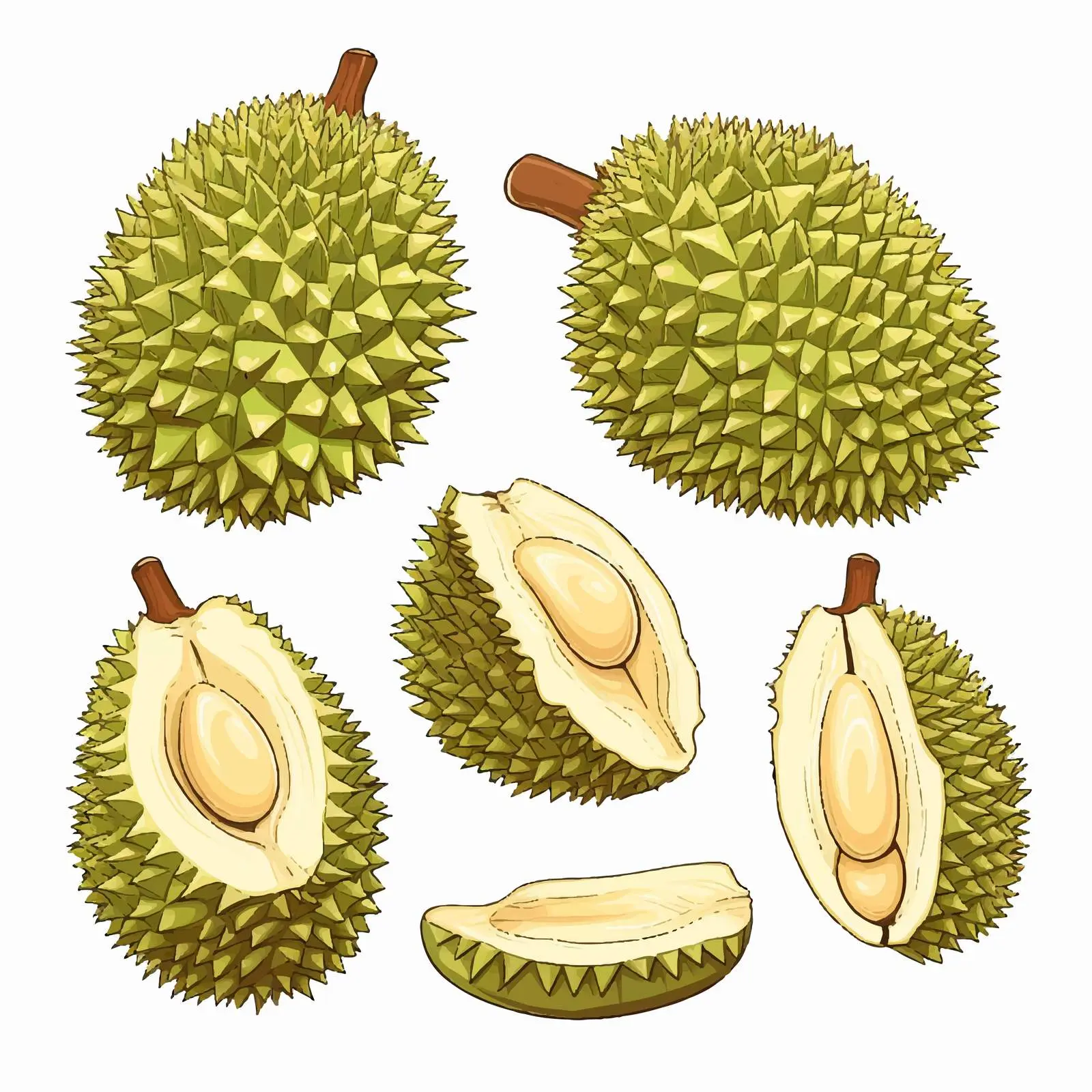 Cartoon Durian Fruit Vector Illustration — free download from Dotvec
