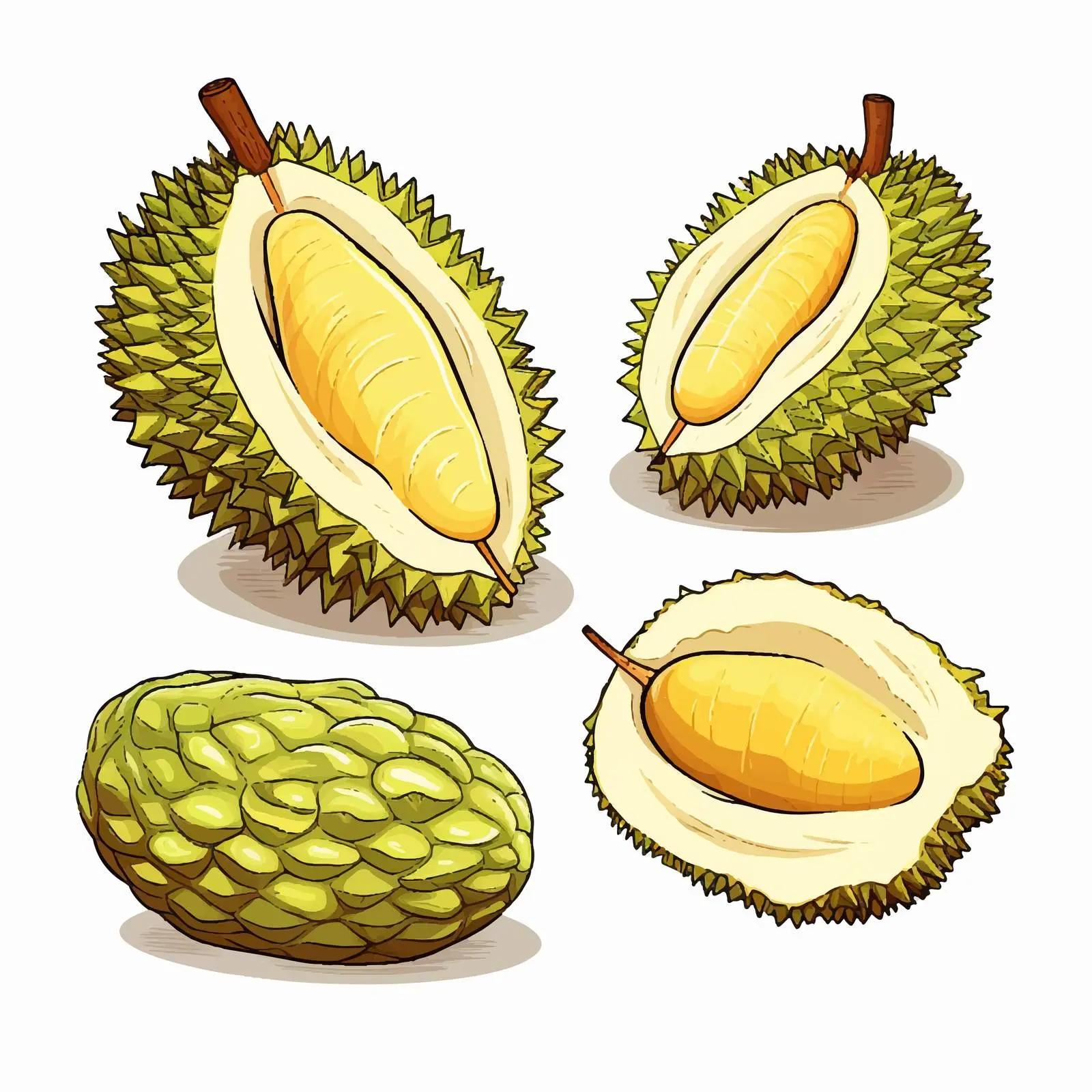 Durian Fruit Line Vector Illustration — free download from Dotvec