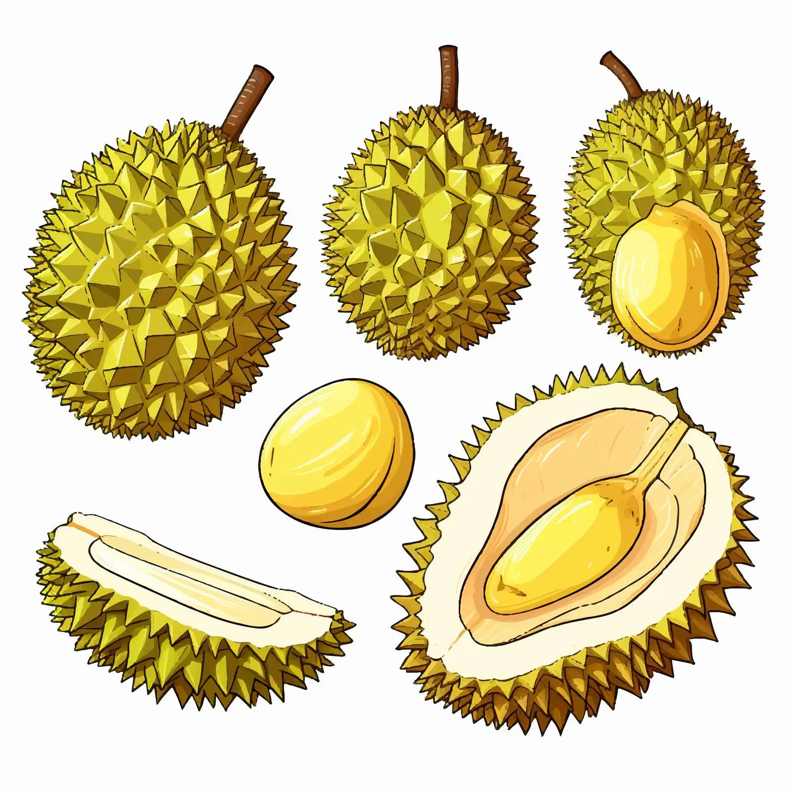 Line Art Vector of Isolated Durian Fruits — free download from Dotvec