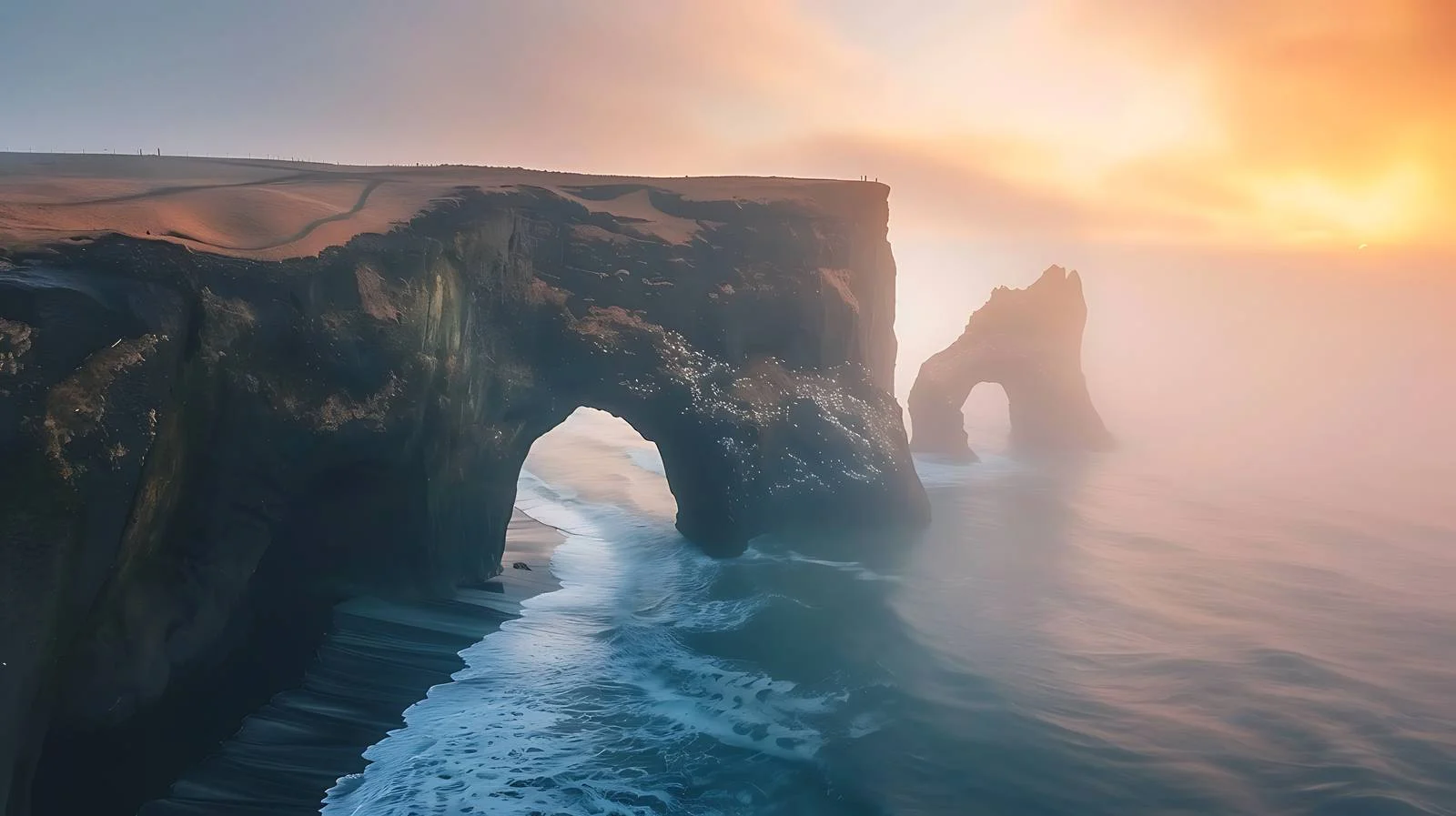Majestic Dyrhlaey Arch in Iceland at Sunrise — free download from Dotvec