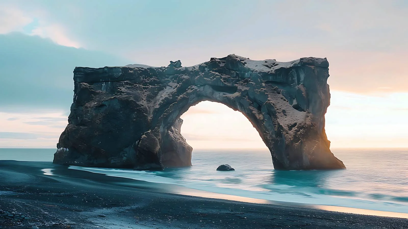 Majestic Dyrhlaey Arch at Icelandic Sunrise — free download from Dotvec