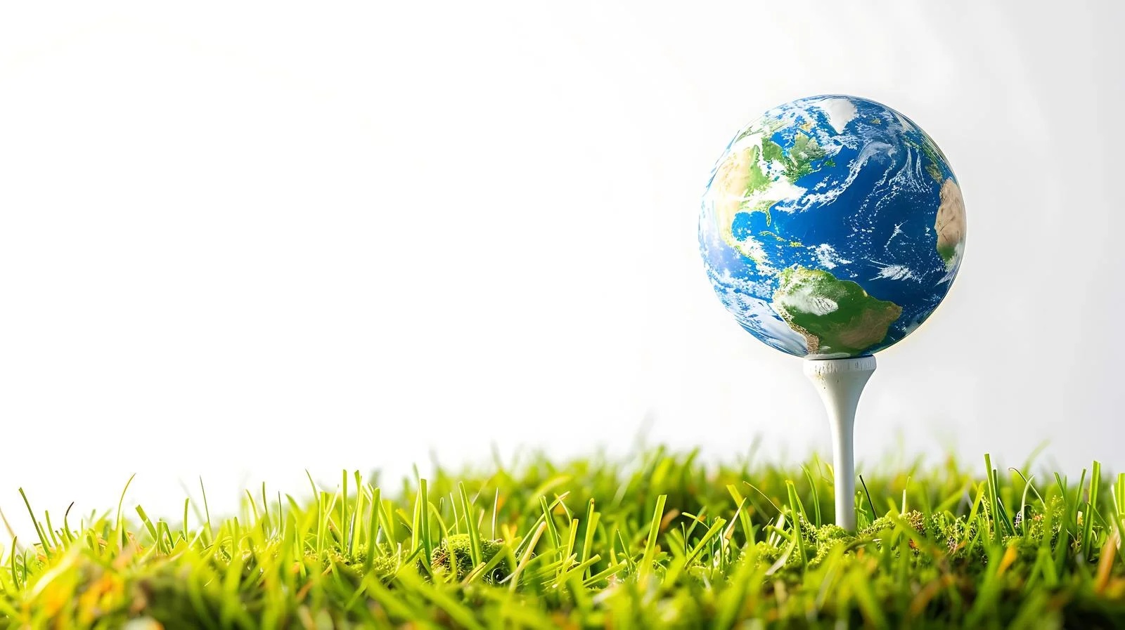 Earth-themed Golf Ball on Tee in Scenic Setting — free download from Dotvec