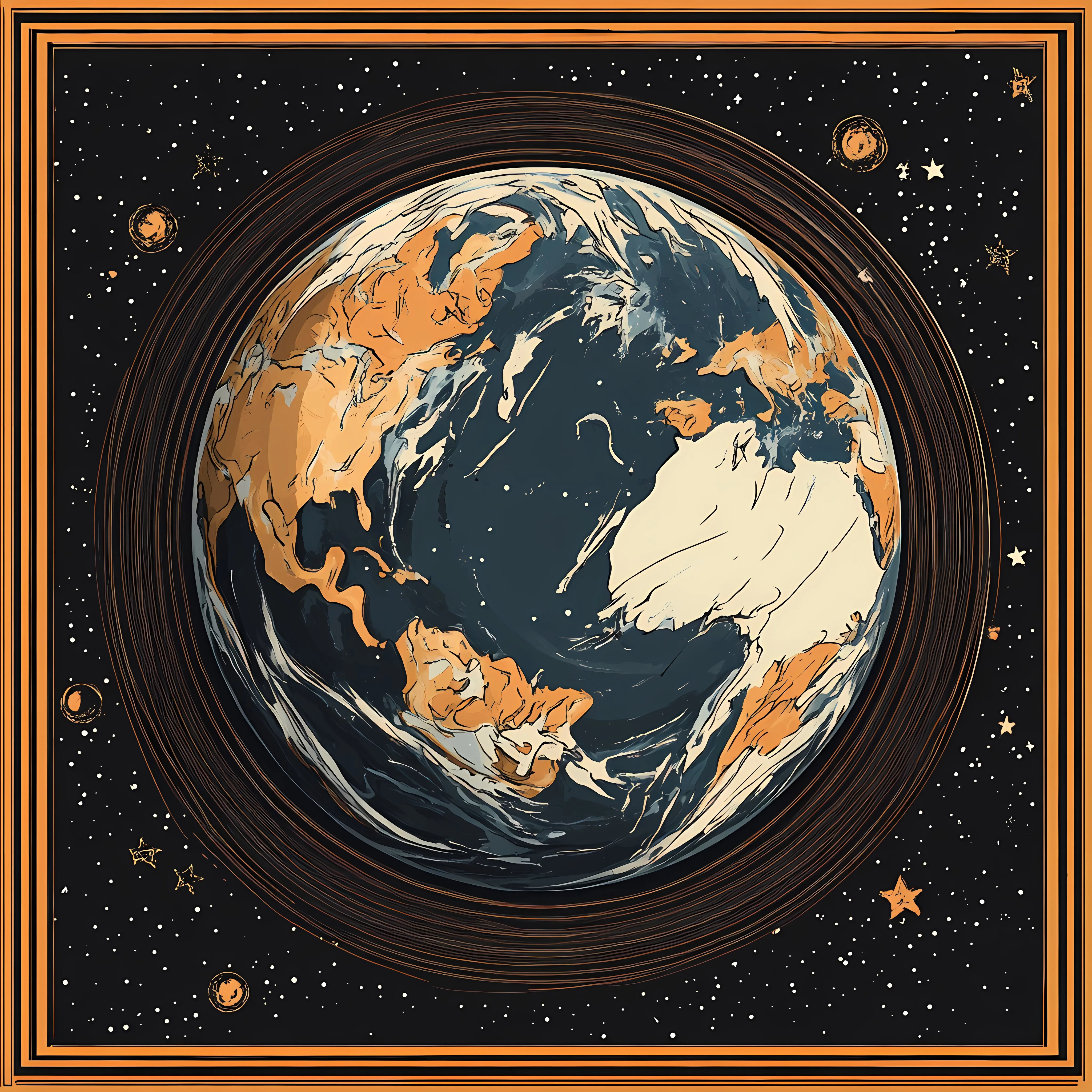 Flat Vector Earth Cartoon Illustration in Frame — free download from Dotvec