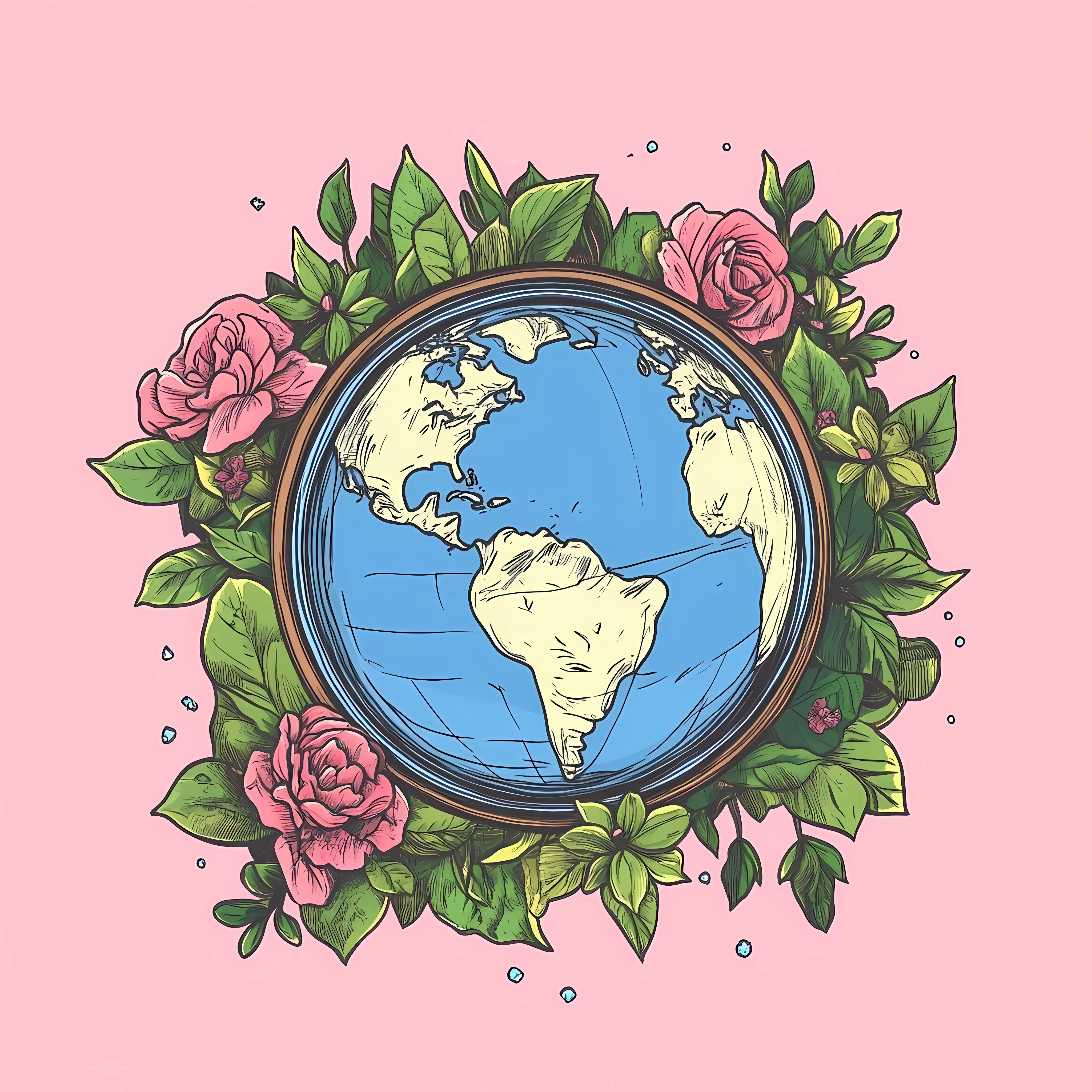 Flat Vector Earth Cartoon Illustration in Frame — free download from Dotvec