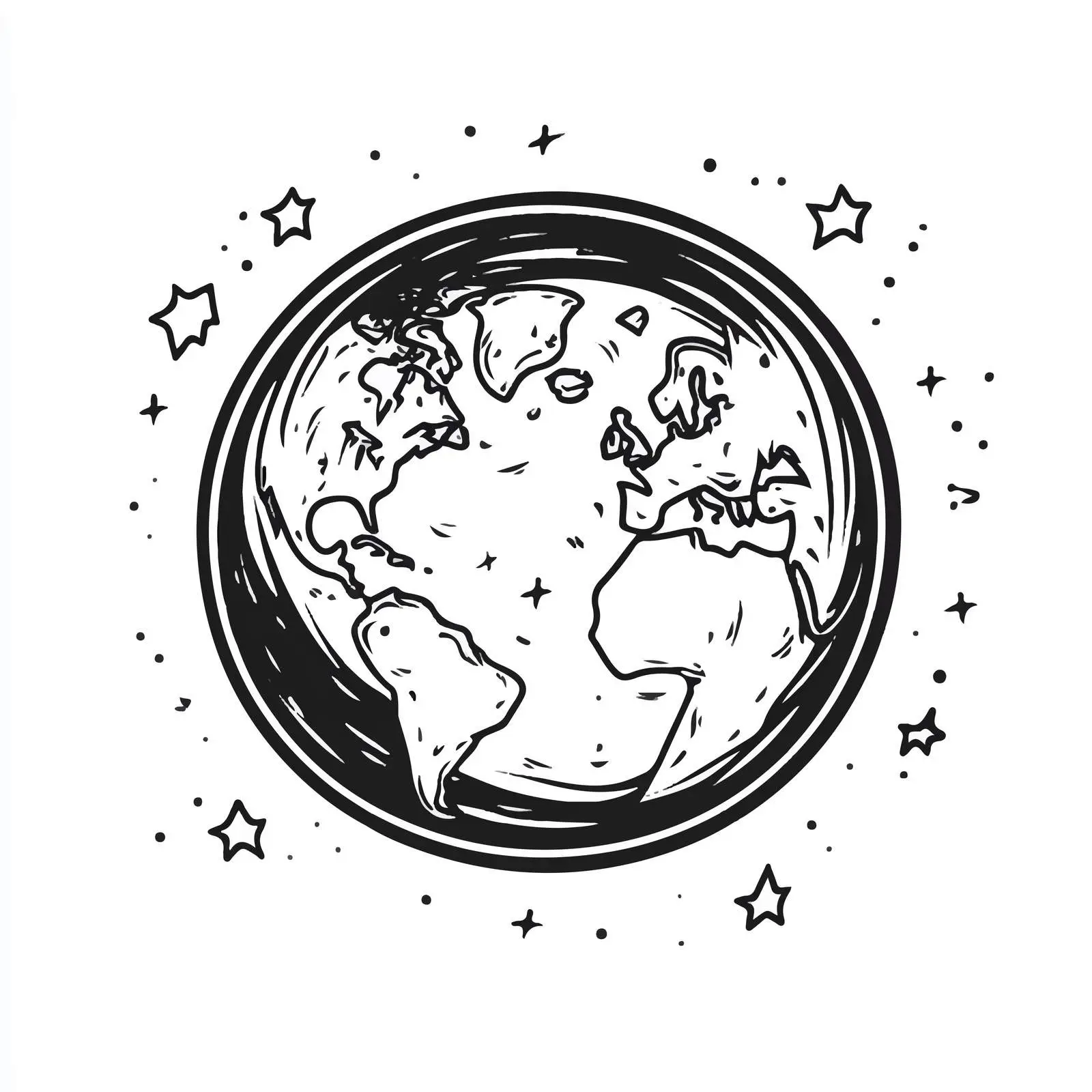 Hand-Drawn Black and White Earth Illustration — free download from Dotvec