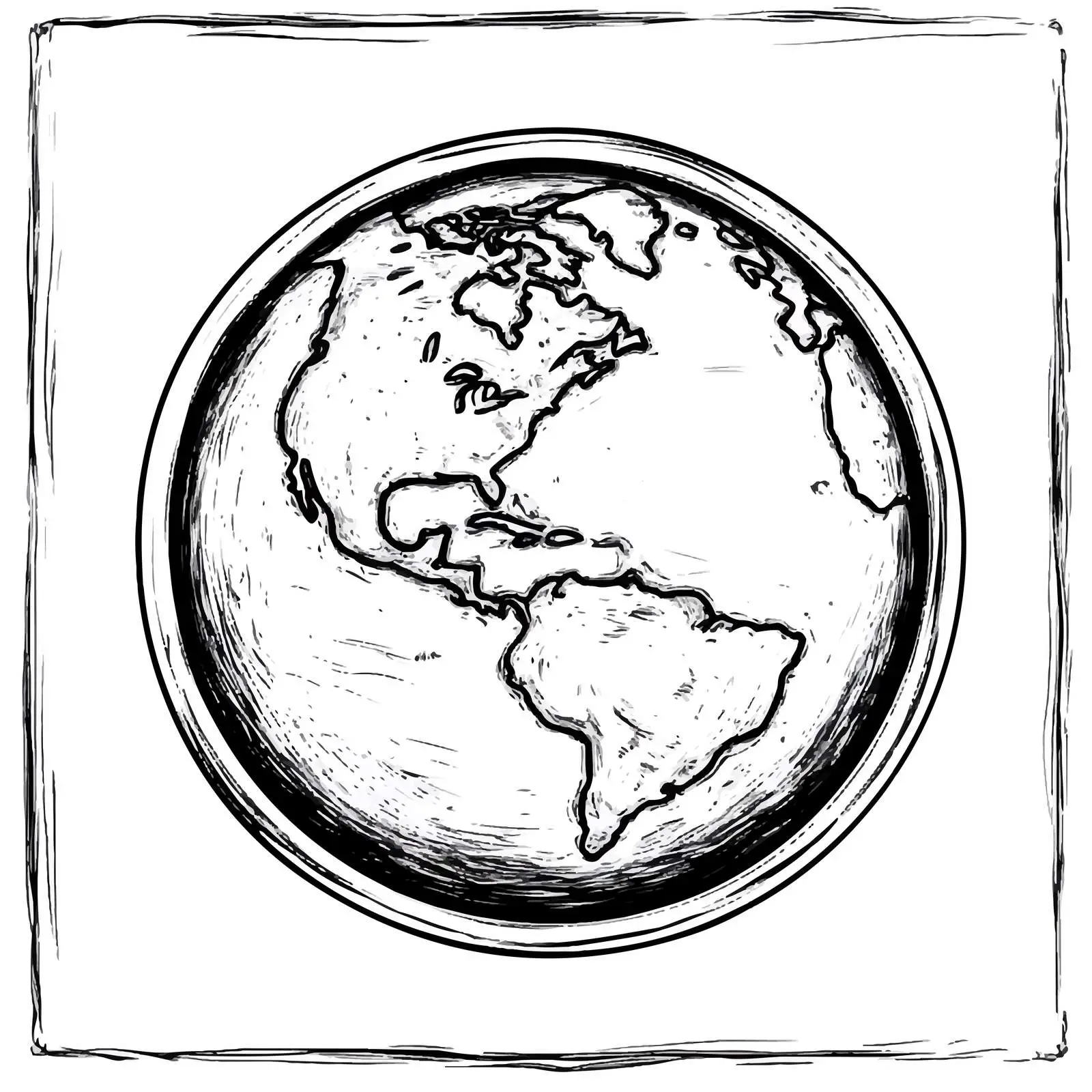 Black and White Earth Cartoon Illustration — free download from Dotvec