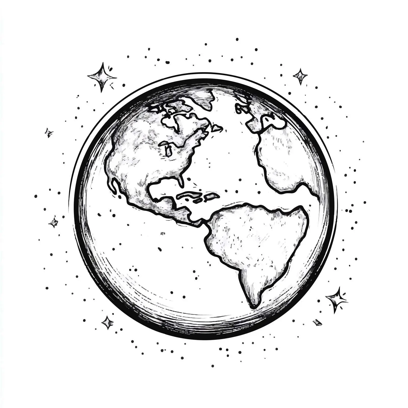 Black and White Earth Cartoon Vector — free download from Dotvec