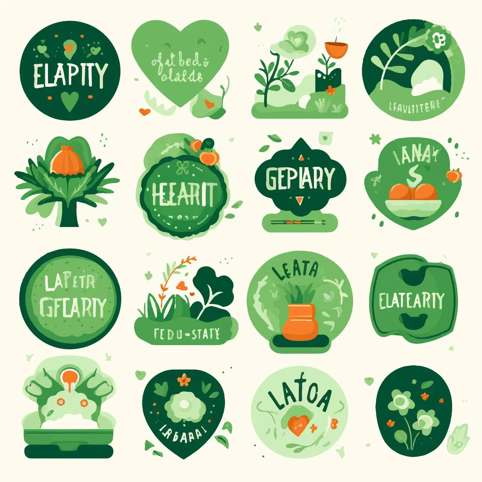 Earth Day Icons and Lettering on Green Shapes — free download from Dotvec