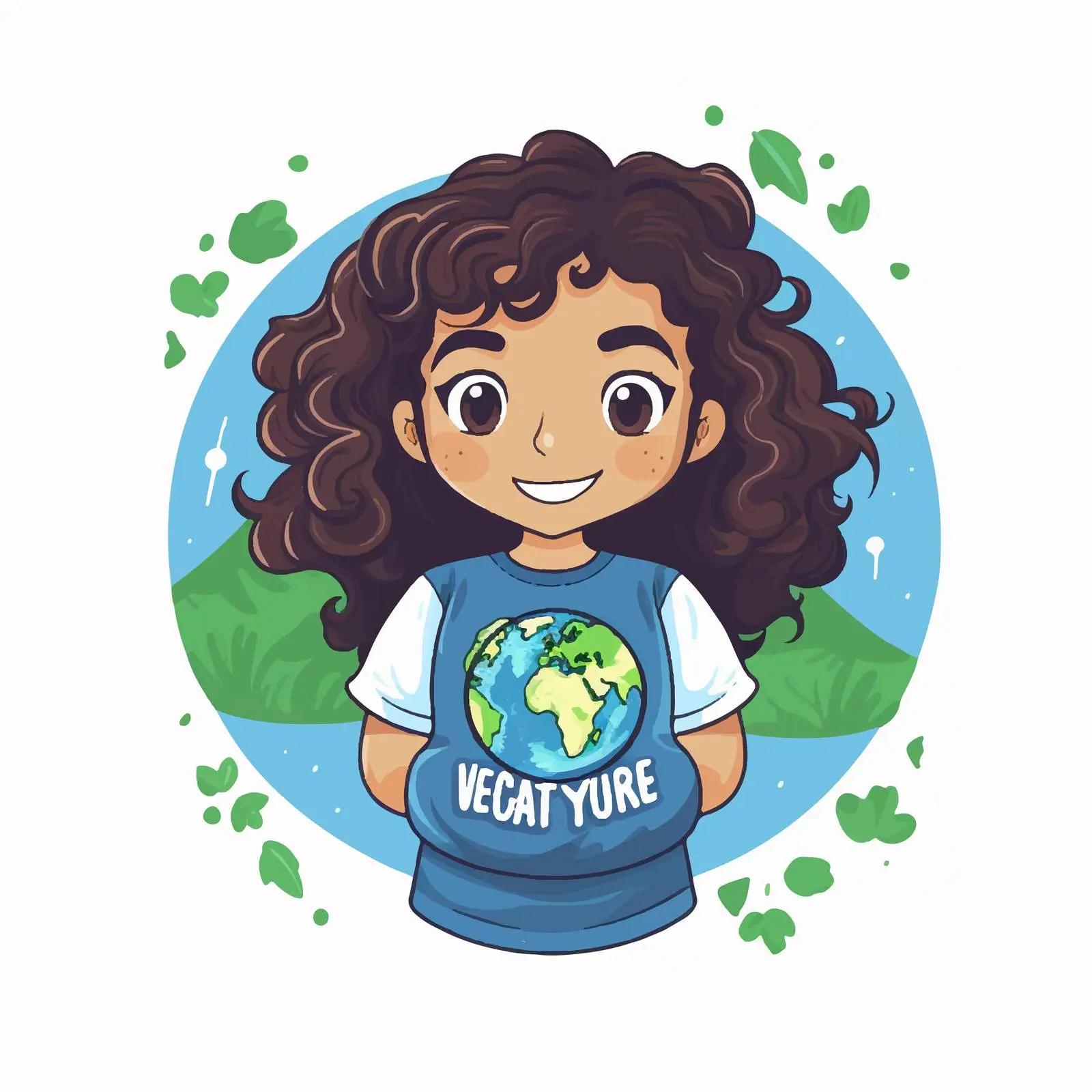Cute Girl Hugging Earth for Earth Day — free download from Dotvec