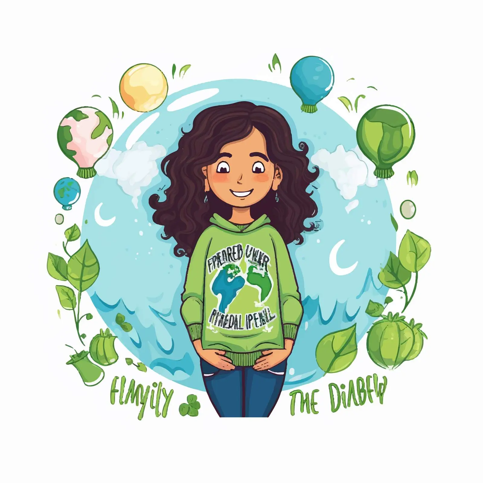 Cute Girl Hugging Earth Logo for Earth Day — free download from Dotvec