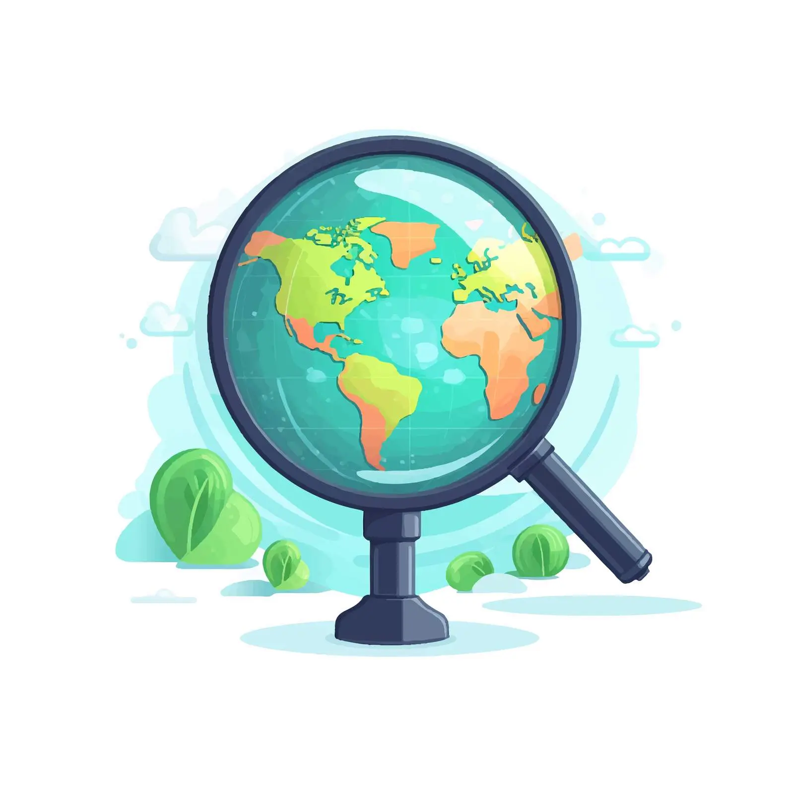 Retro 90s Earth Globe and Magnifying Glass Icon — free download from Dotvec