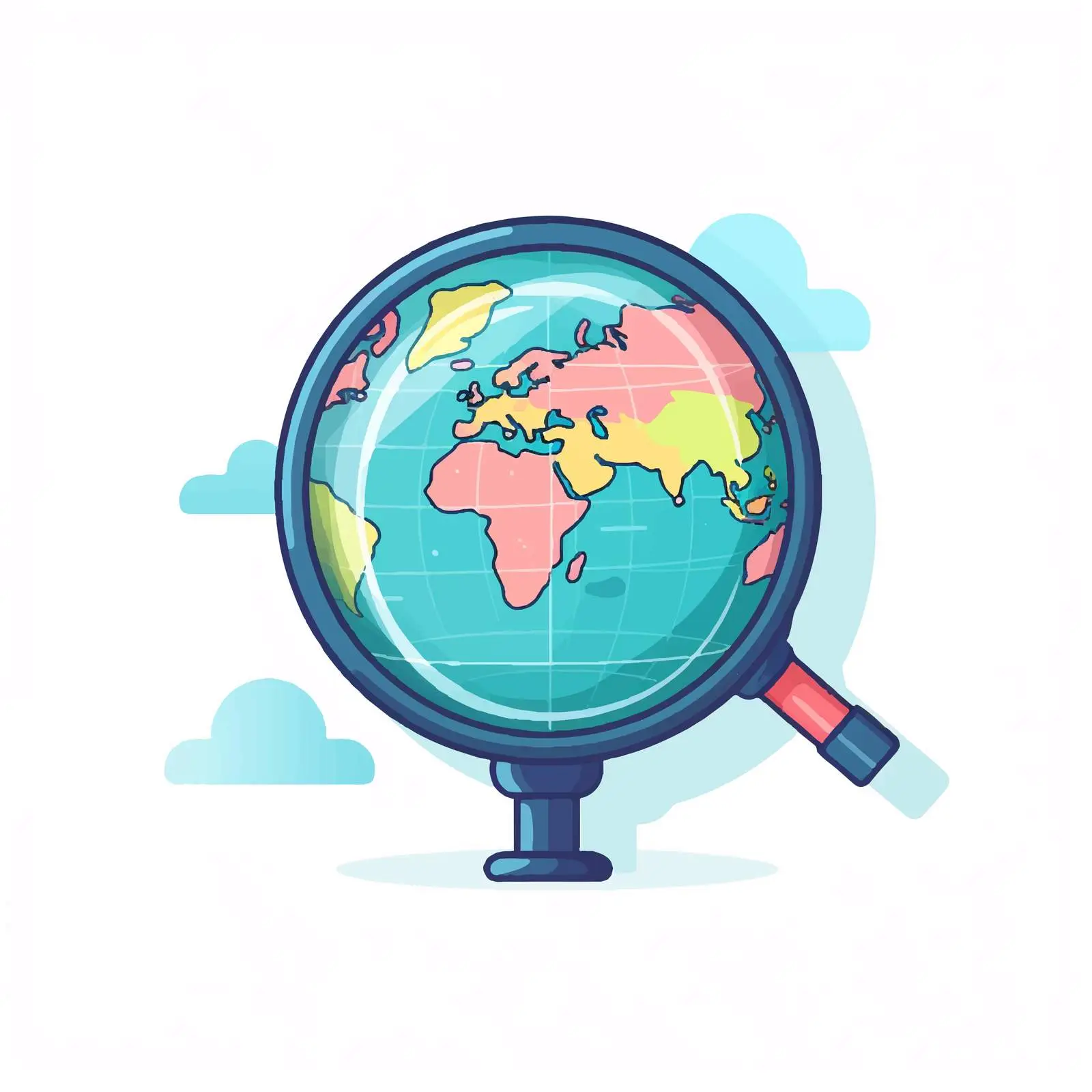 Retro 90s Earth Globe and Magnifying Glass Icon — free download from Dotvec