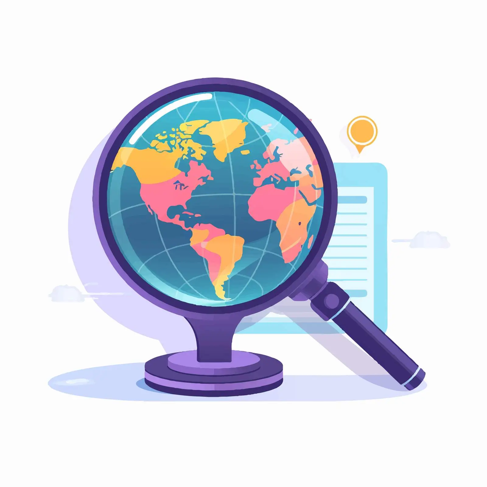 Retro 90s Earth Globe and Magnifying Glass Icon — free download from Dotvec